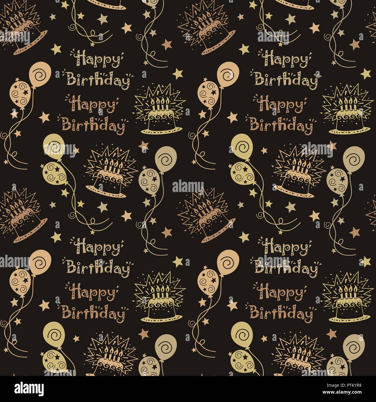 Happy birthday pattern Background with brown color Stock Vector Image