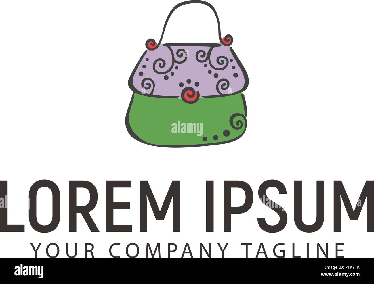 bag accessories hand drawn logo design concept template Stock Vector