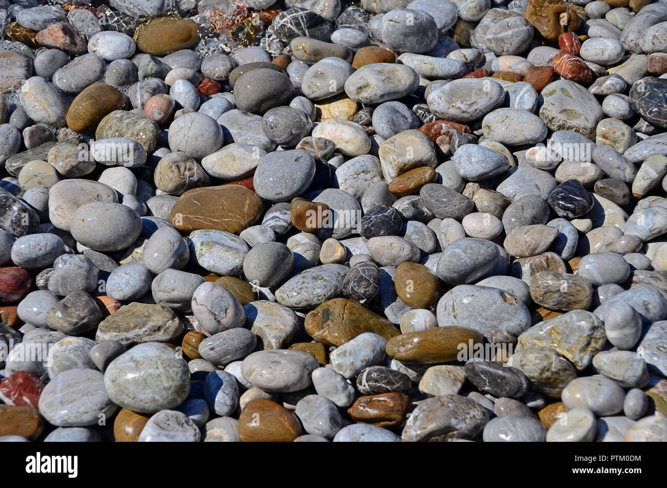 Pebbles on the beach, background image, Greece Stock Photo