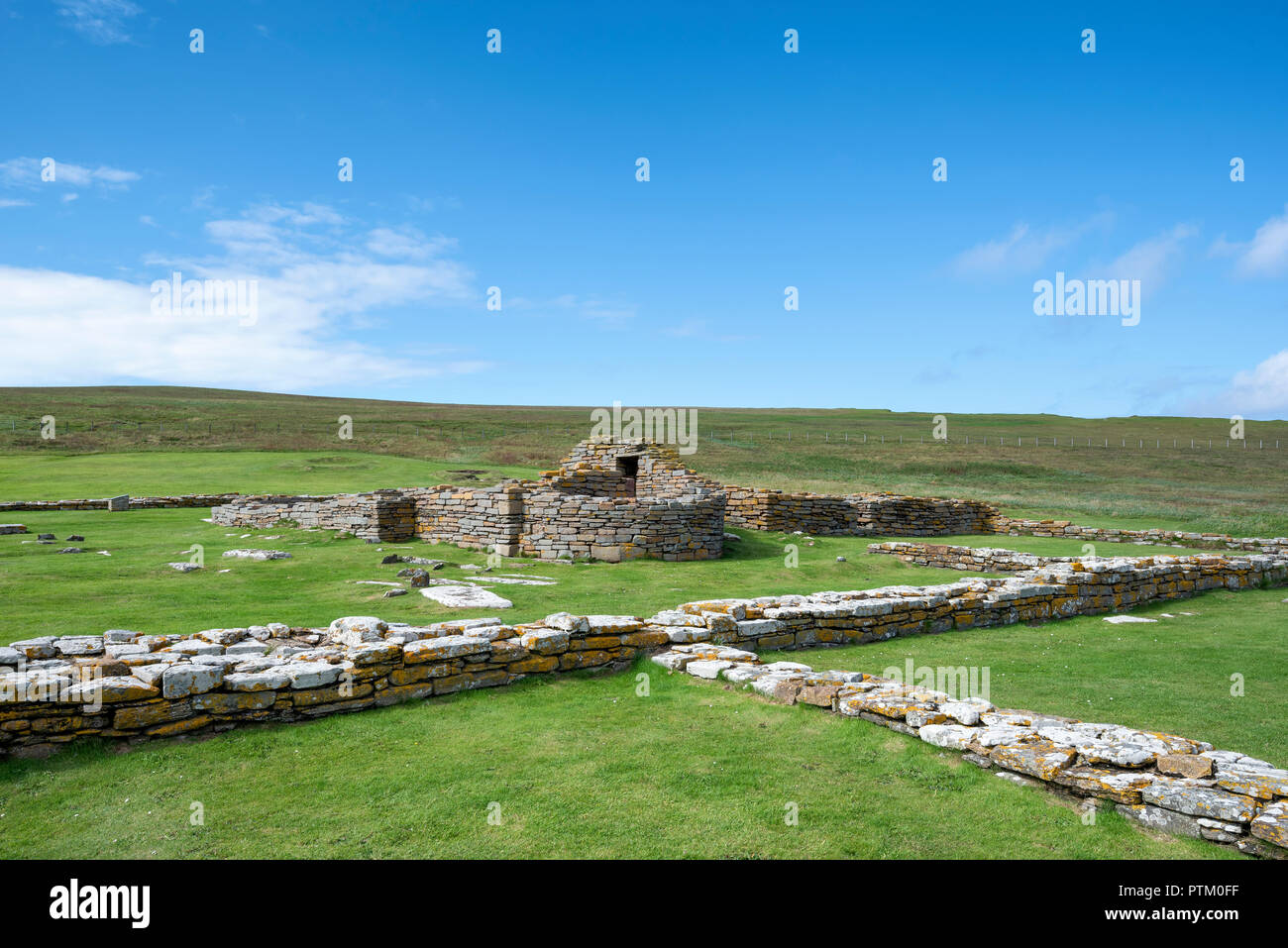 Settlement remains from an 11th century monastery, Brough of Birsay tidal island, Mainland, Orkney Islands, Scotland Stock Photo