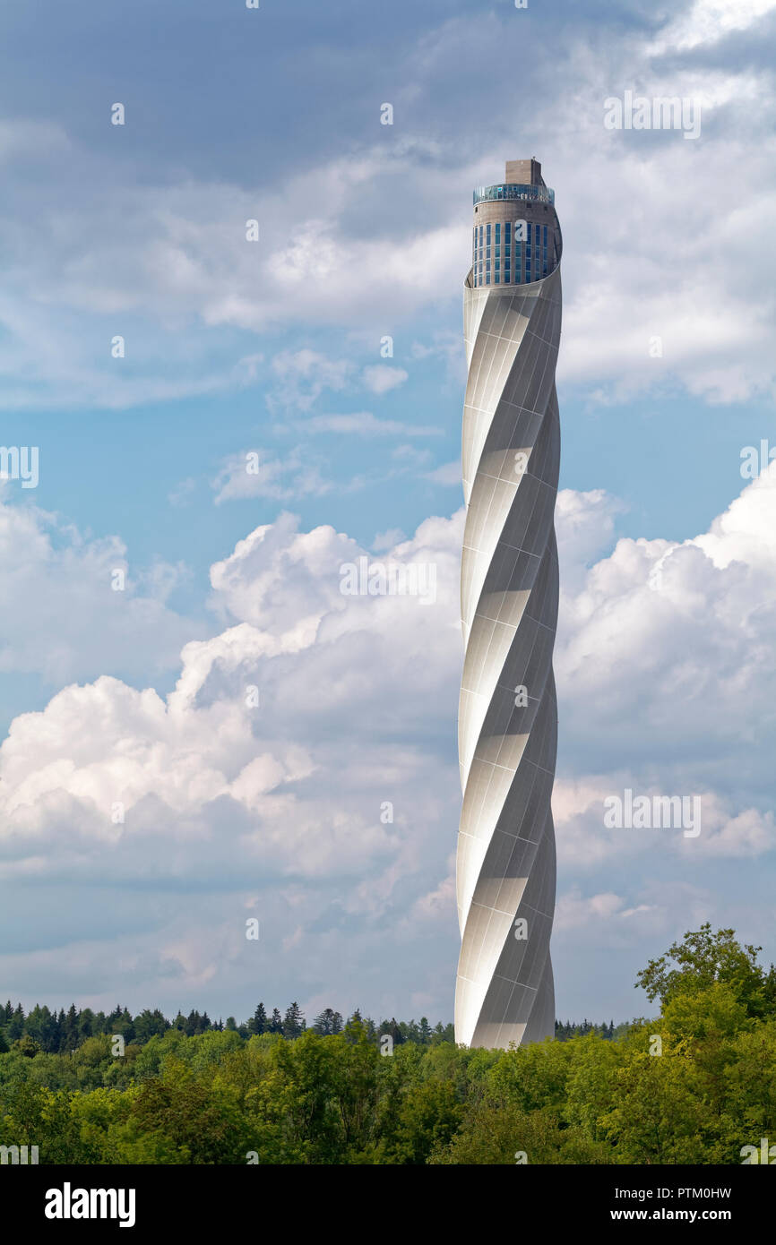 Thyssenkrupp test tower for elevators with visitor platform, Rottweil, Baden Württemberg, Germany Stock Photo