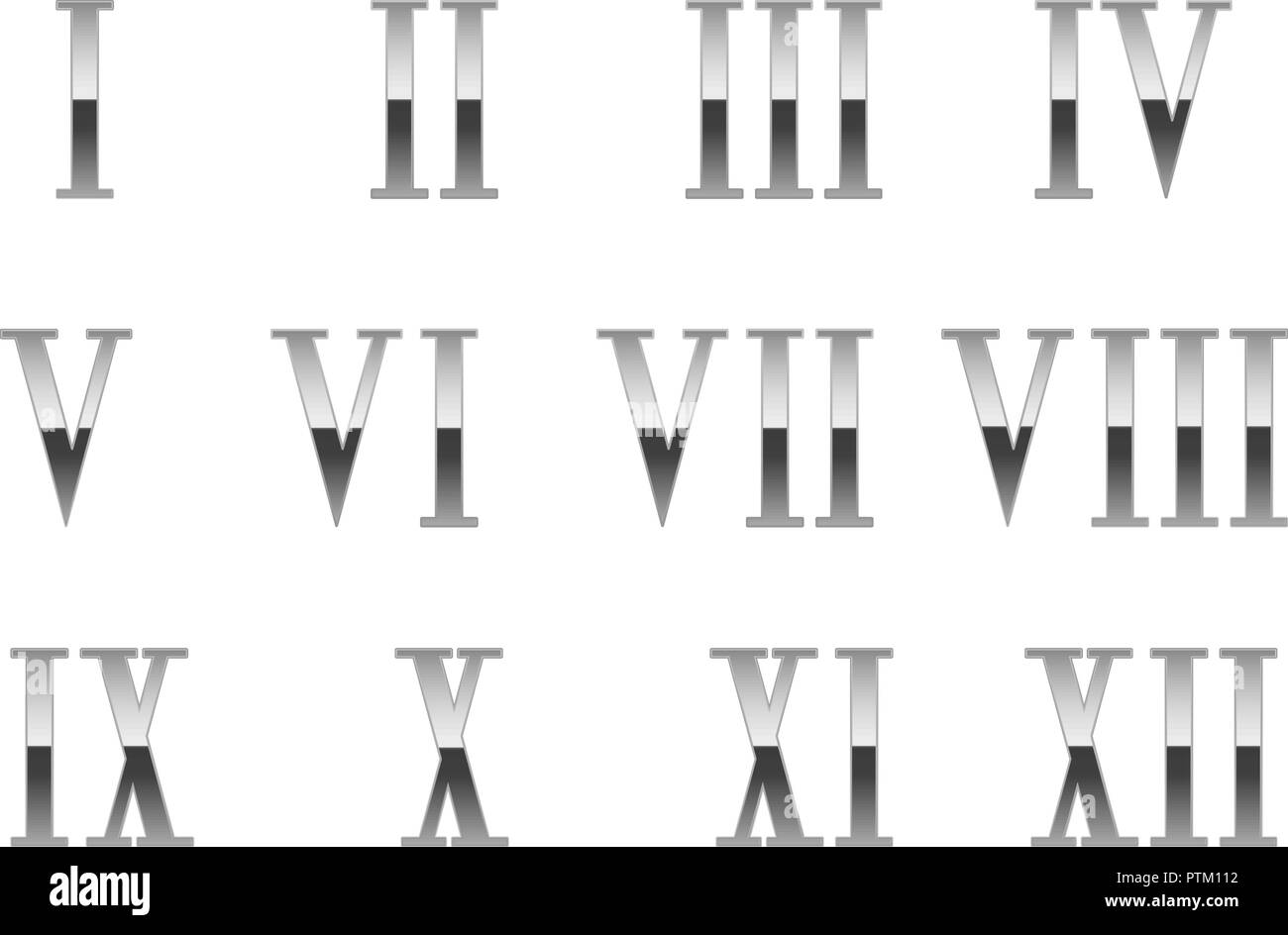 Roman numerals. Shiny symbols Stock Vector