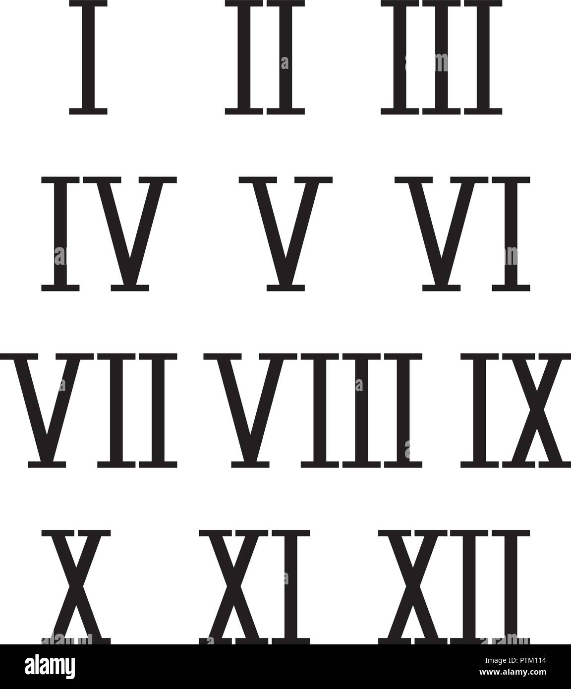 Roman numerals. Black symbols Stock Vector