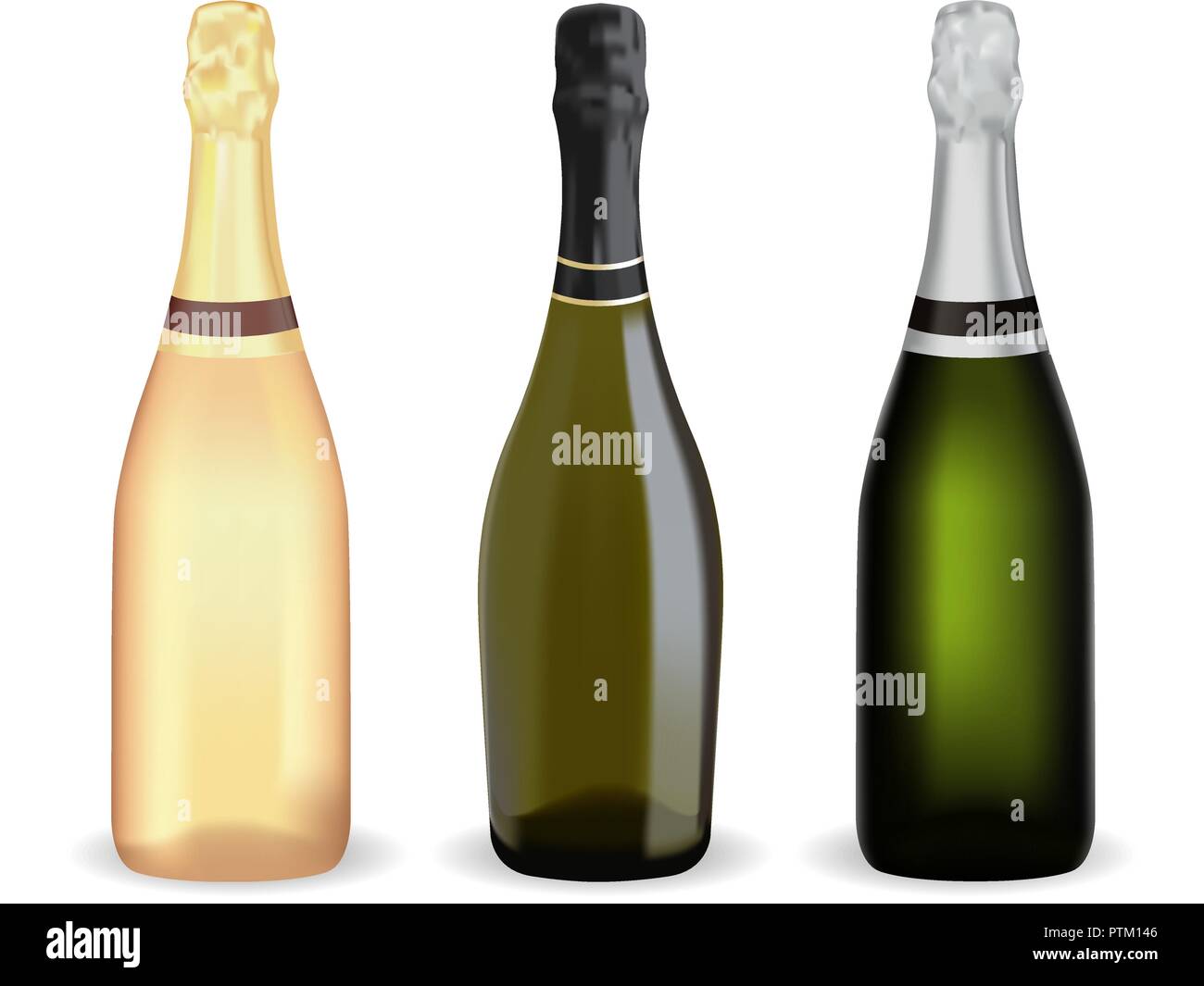 Bottles of champagne without labels. Set Stock Vector Image & Art Alamy