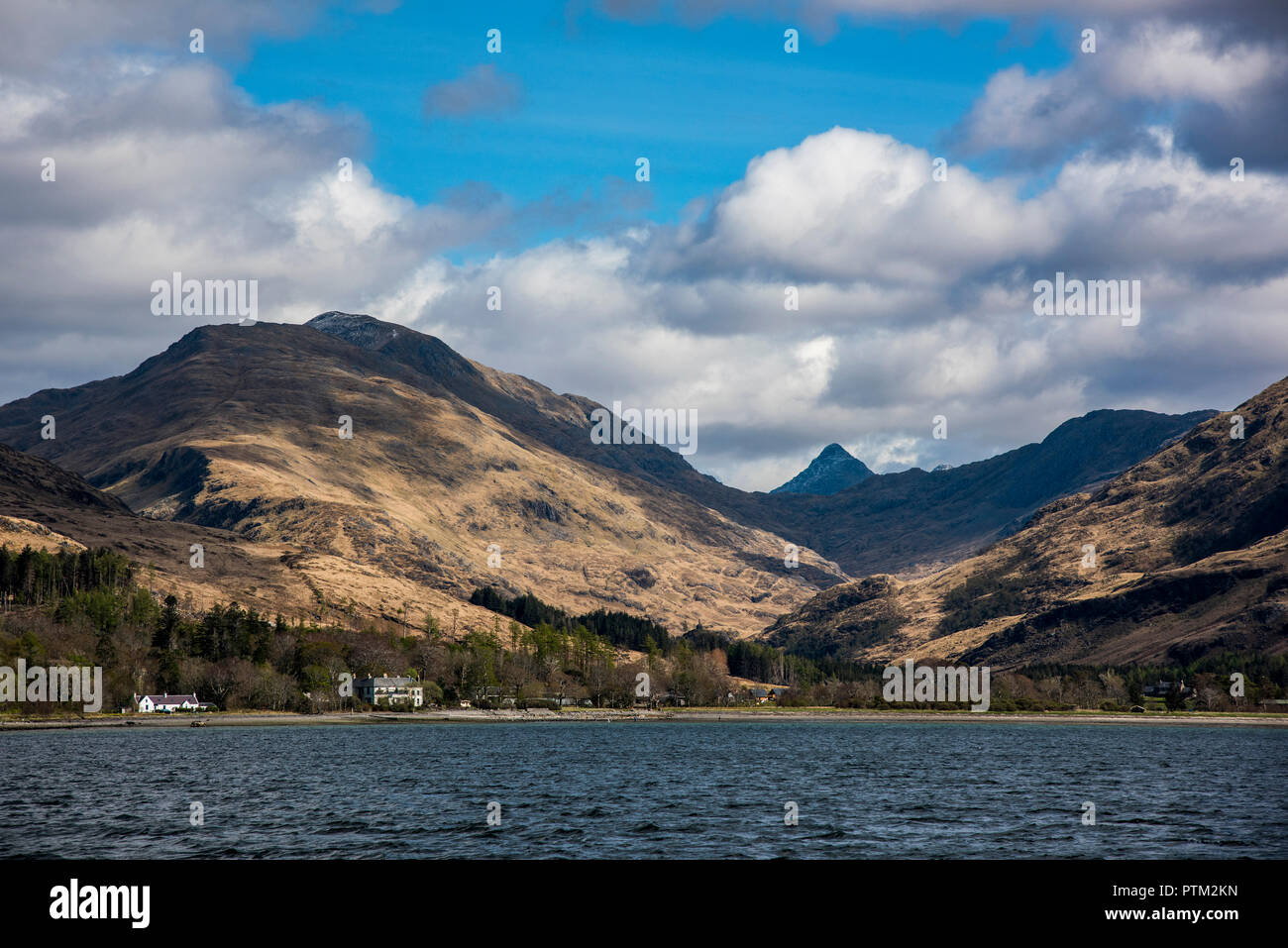The tiny village of Inverie on Loch Nevis in the remote wilderness of the Knoydart Peninsular in Scotland. Stock Photo