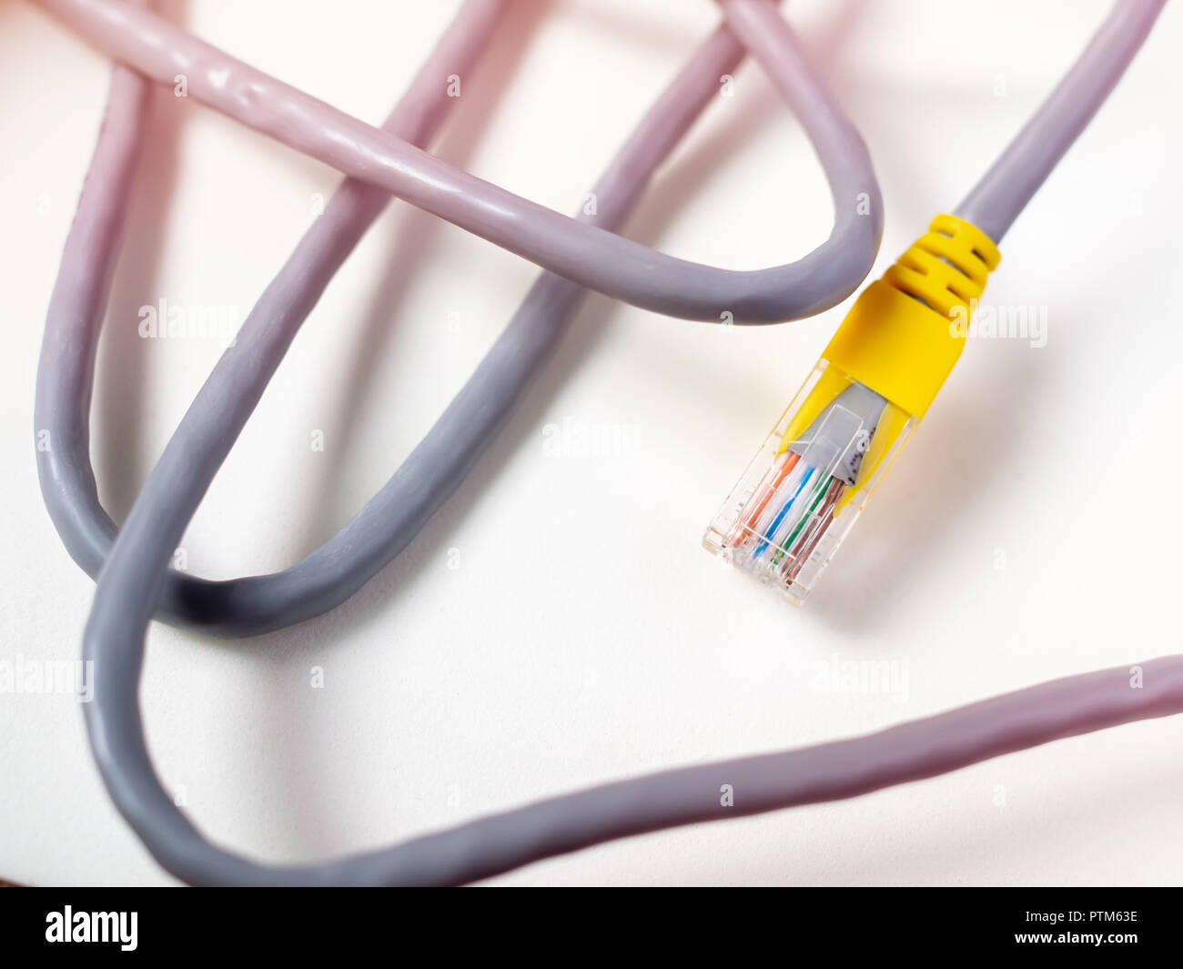 Yellow and gray cable isolated on white background Stock Photo Alamy