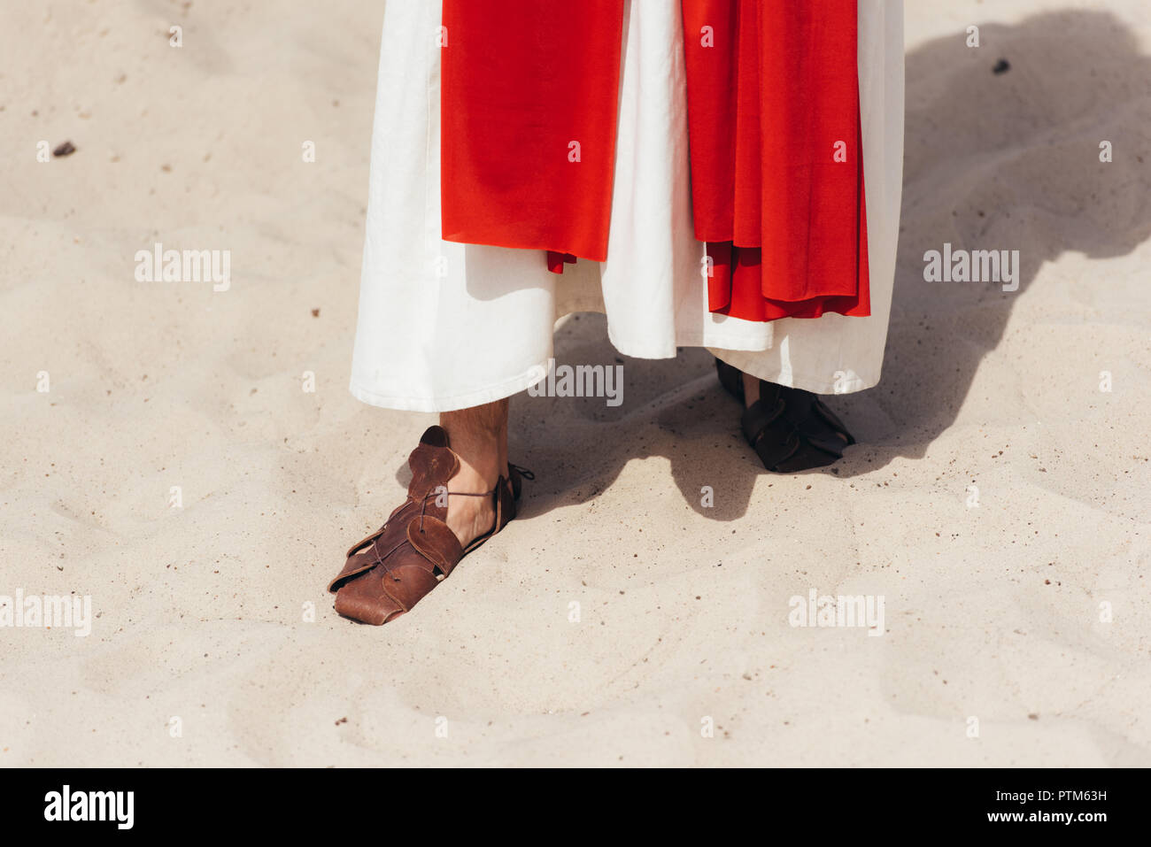 red jesus sandals