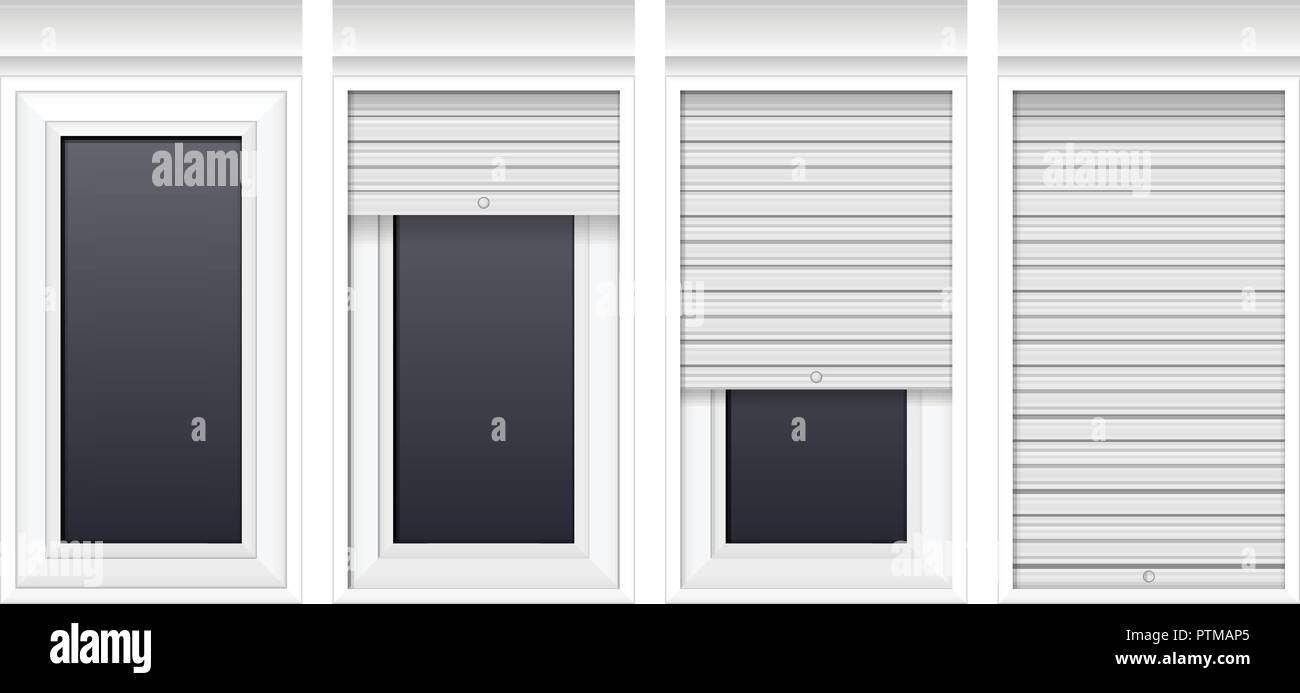 Window with rolling shutters on a white background Stock Vector Image ...