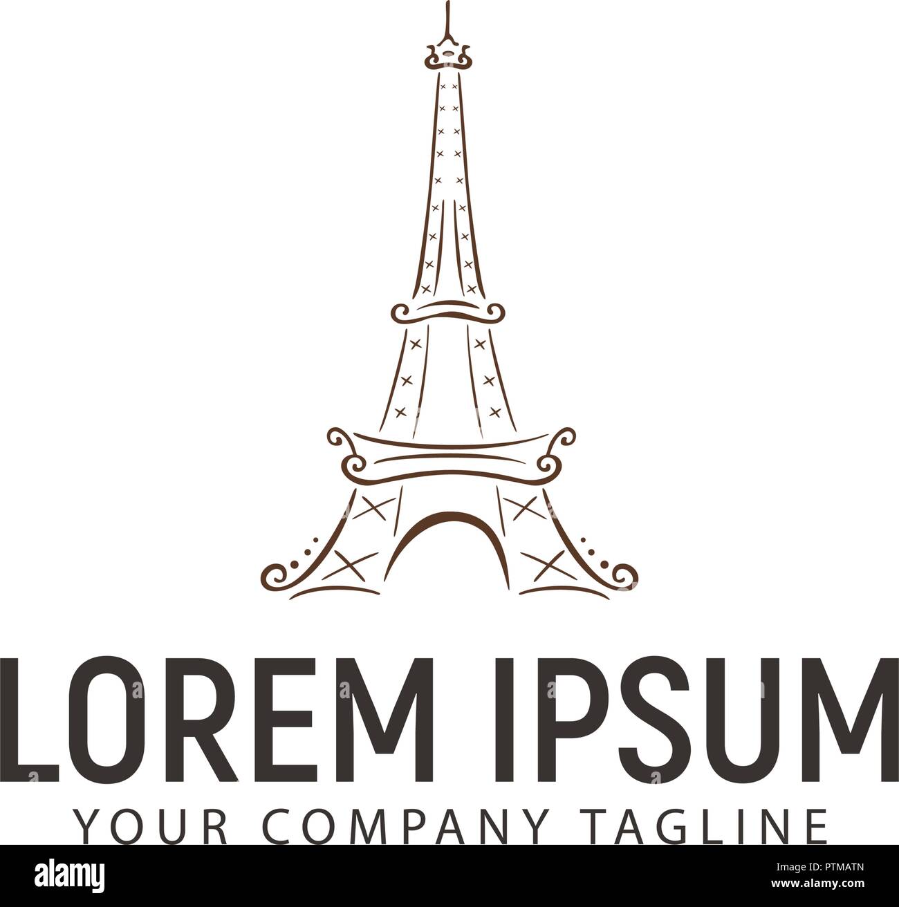 Eiffel Tower Logo Monochrome Design Style Stock Vector