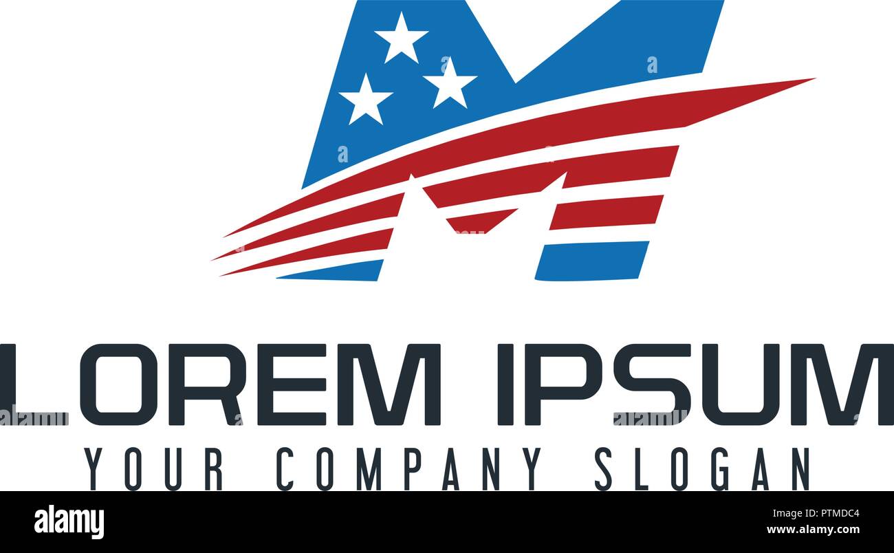 letter M america logo design concept template Stock Vector
