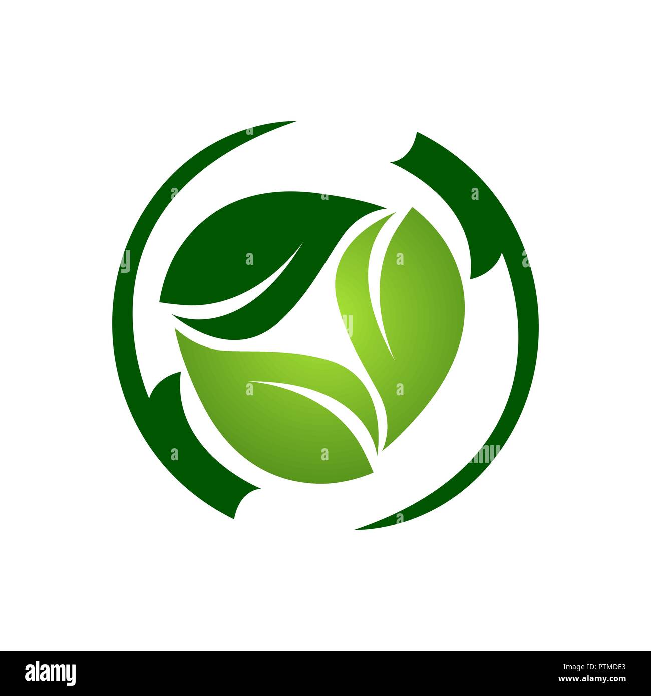 Abstract circle green light dark leaf logo template Stock Vector Image ...