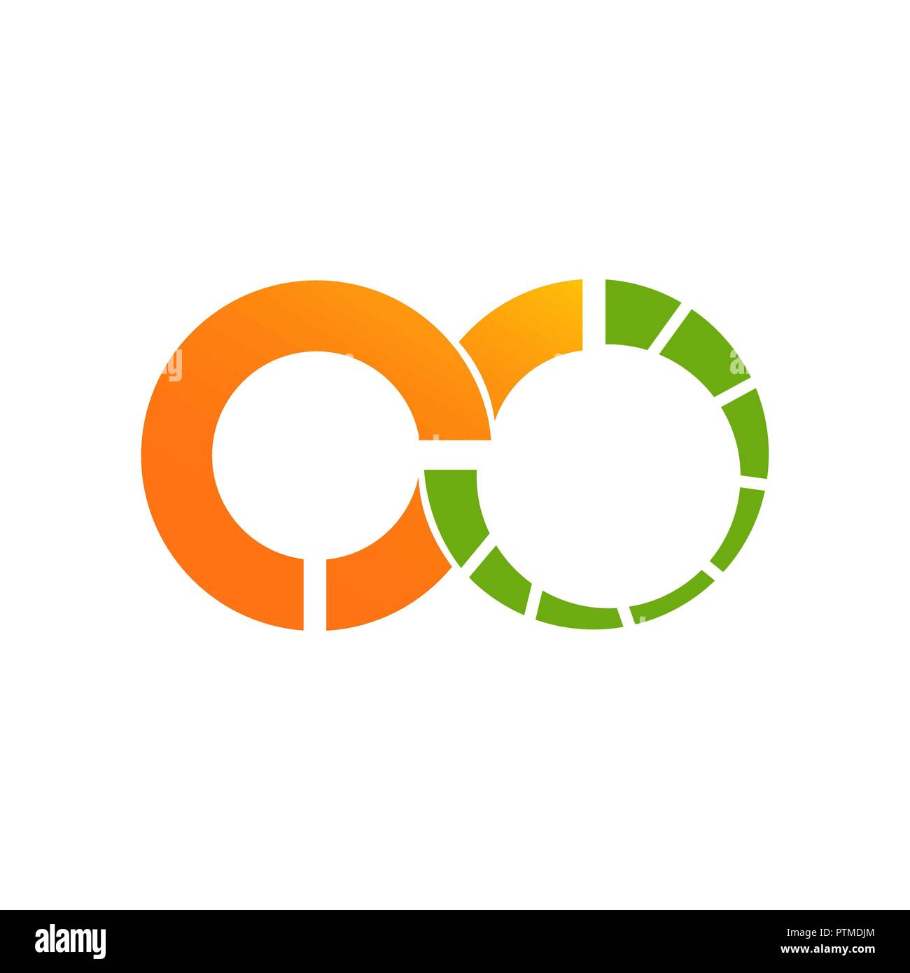 Infinity Design logo template with green orange color Stock Vector