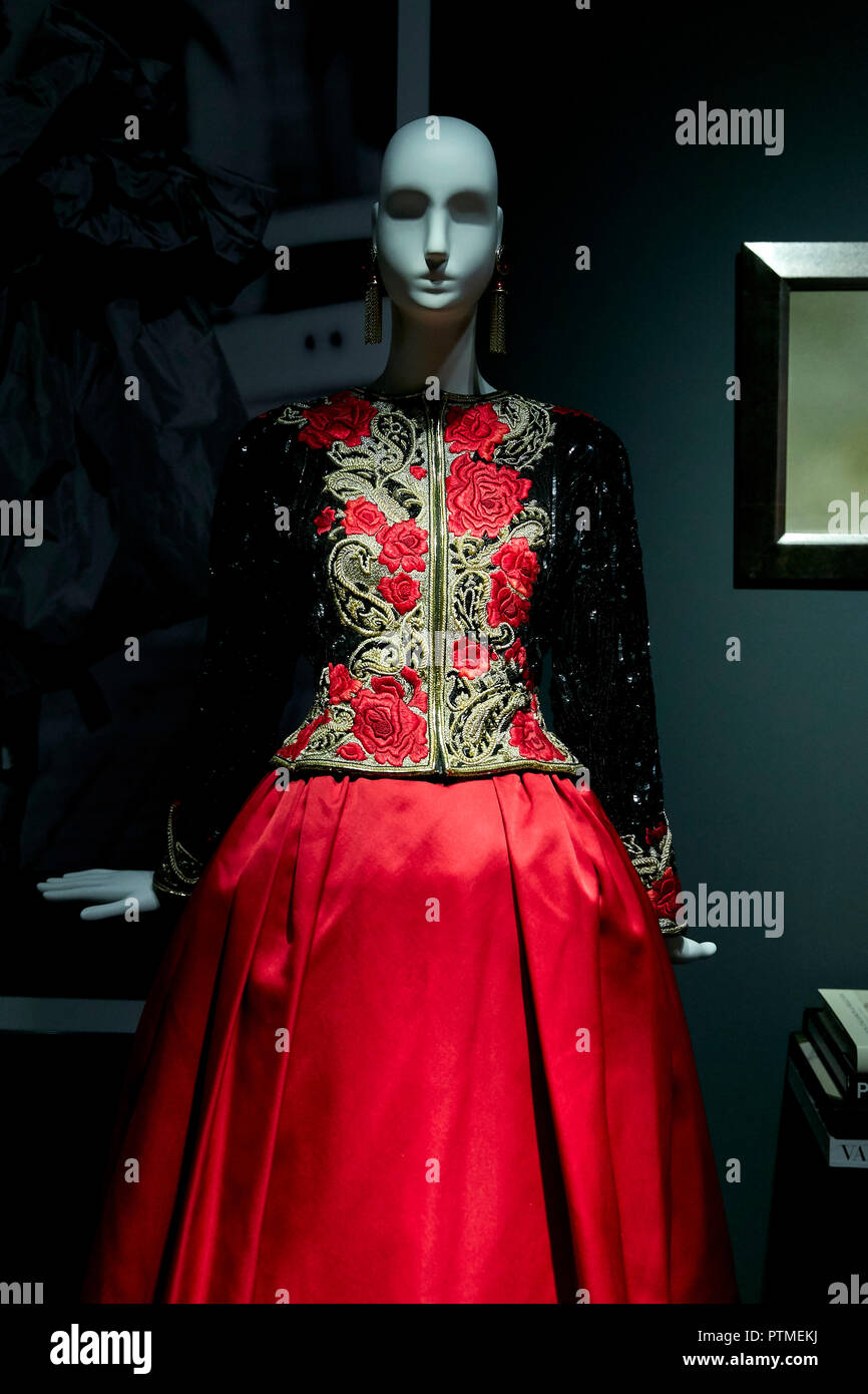 Naty Abascal's dresses are exhibited during 'TELVA tributo. Una cronica de moda. Coleccion Naty Abascal' exhibition at Royal Academy of Fine Arts of San Fernando in Madrid. Stock Photo