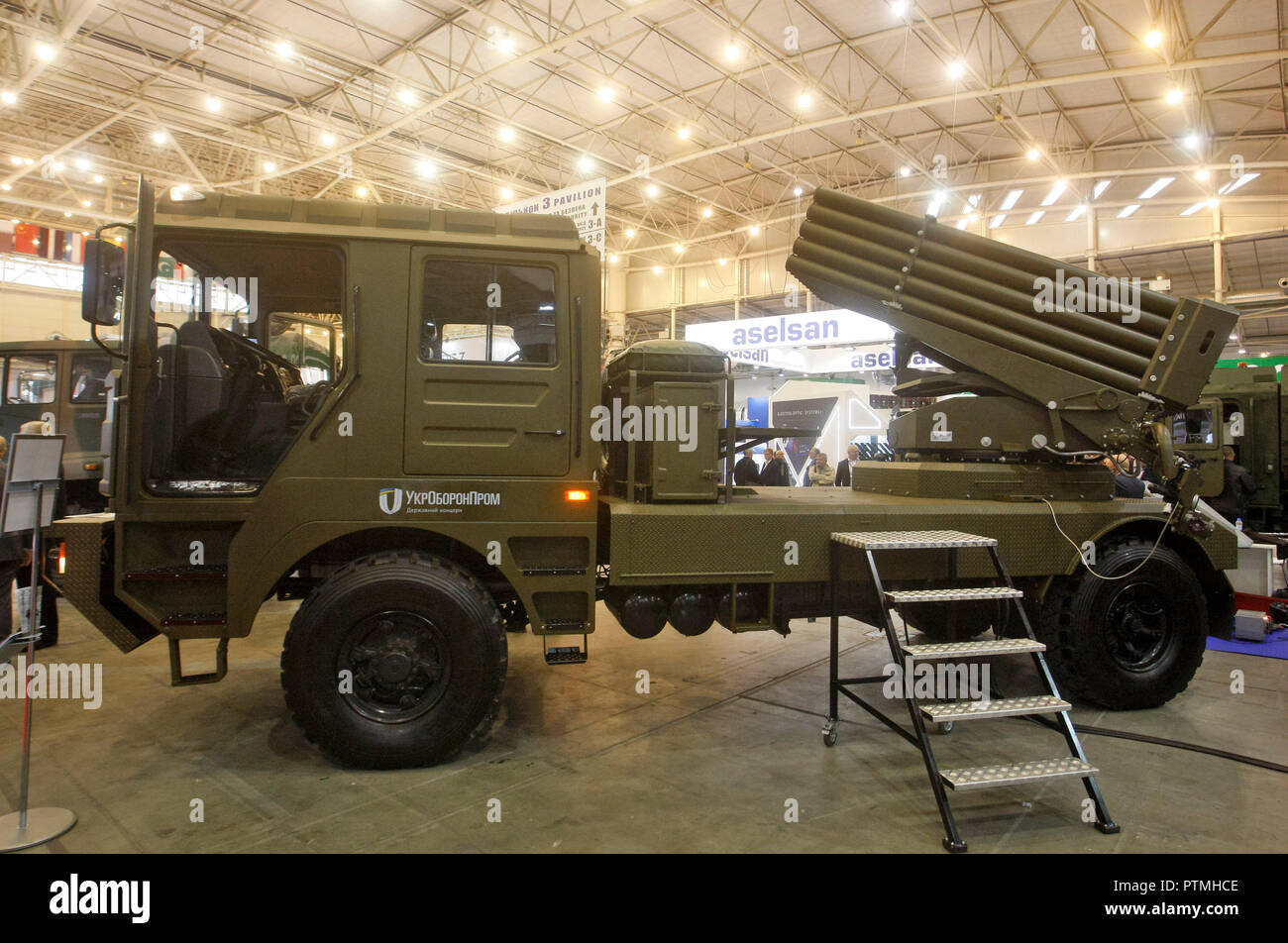 The New Ukrainian Multiple Rocket Launcher System Bm 21um Is Seen During The Arms And Security 2018 International Exhibition In Kiev Ukraine The Exhibition Involves 500 Companies From 17 Countries The United States