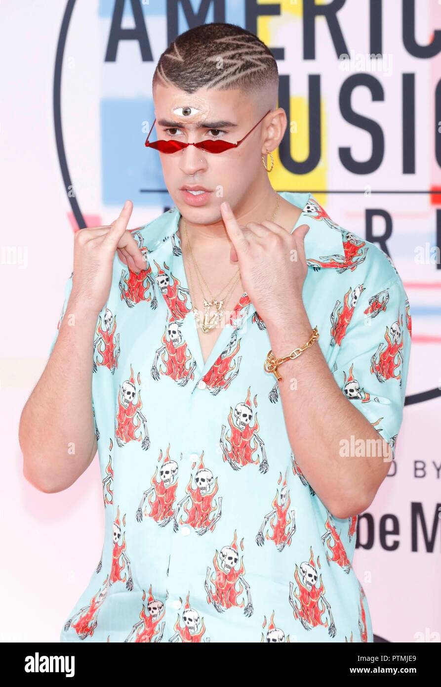 Los Angeles, USA. 9th Oct 2018. Bad Bunny attends the 2018 American Music Awards at Microsoft