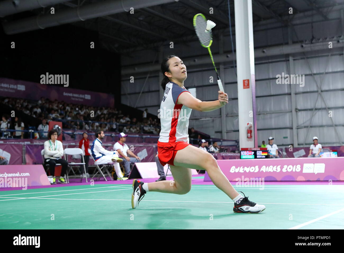 Buenos Aires, Argentina. 9th Oct, 2018. Hirari Mizui (JPN), OCTOBER 9, 2018  -Badminton : Women's Singles Group Play Stage during Buenos Aires 2018  Youth Olympic Games at TECNOPOLIS PARK in Buenos Aires,