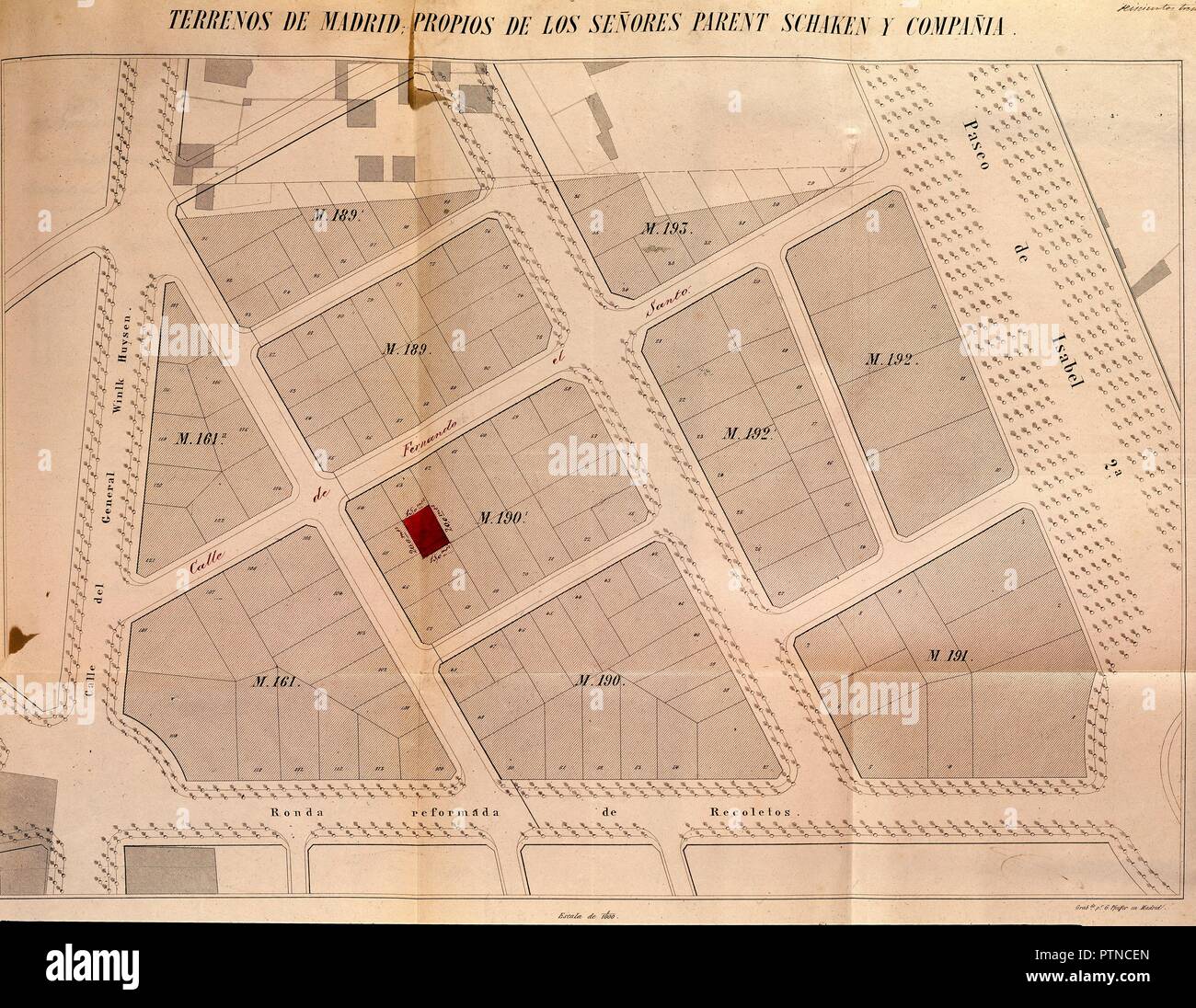 TERRENOS DE MADRID PROPIOS DE SR PARENT SCHKEN Y COMPAÑIA. Location ...