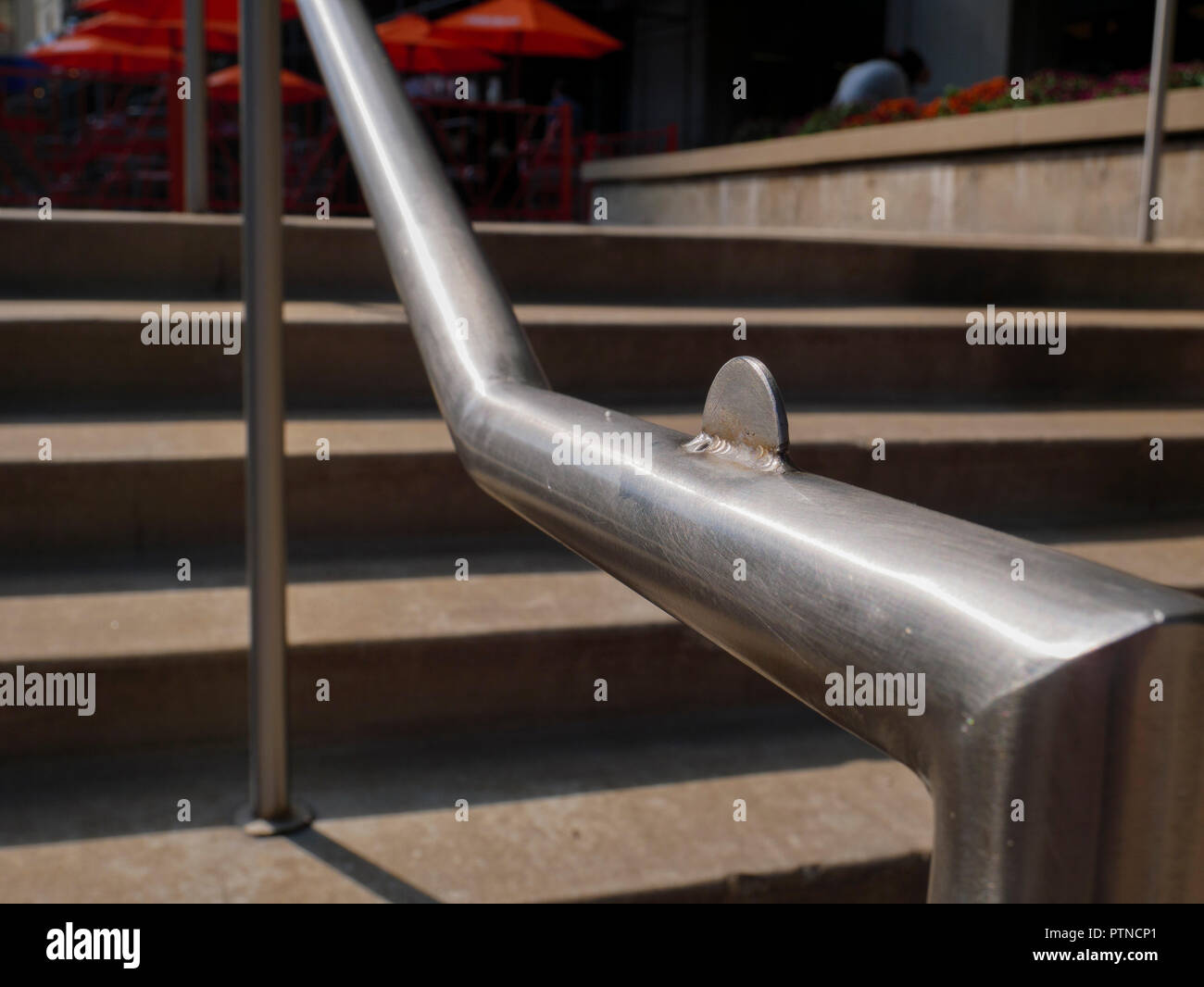 Railing with antiskateboard device Stock Photo Alamy