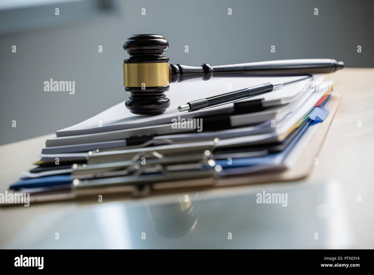 Judge and documents on office desk Legislation Stock Photo Alamy