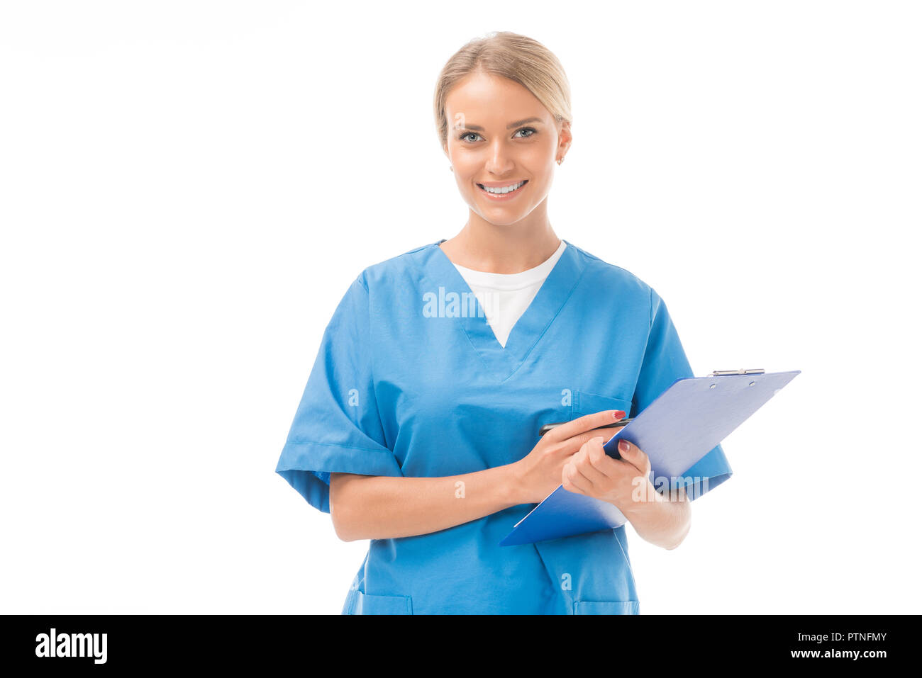 Nurse doctor looking in folder hi-res stock photography and images - Alamy