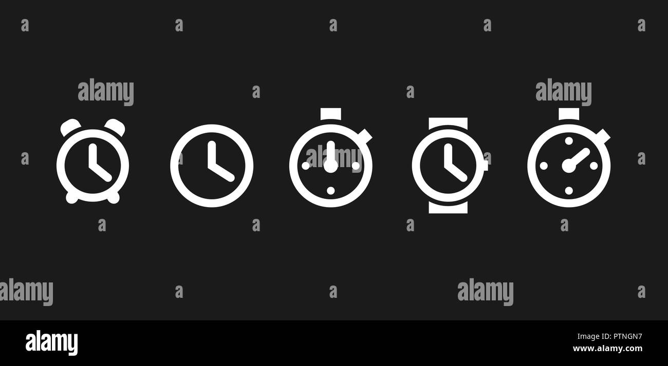 Clock set icons in trendy flat style isolated on white background ...