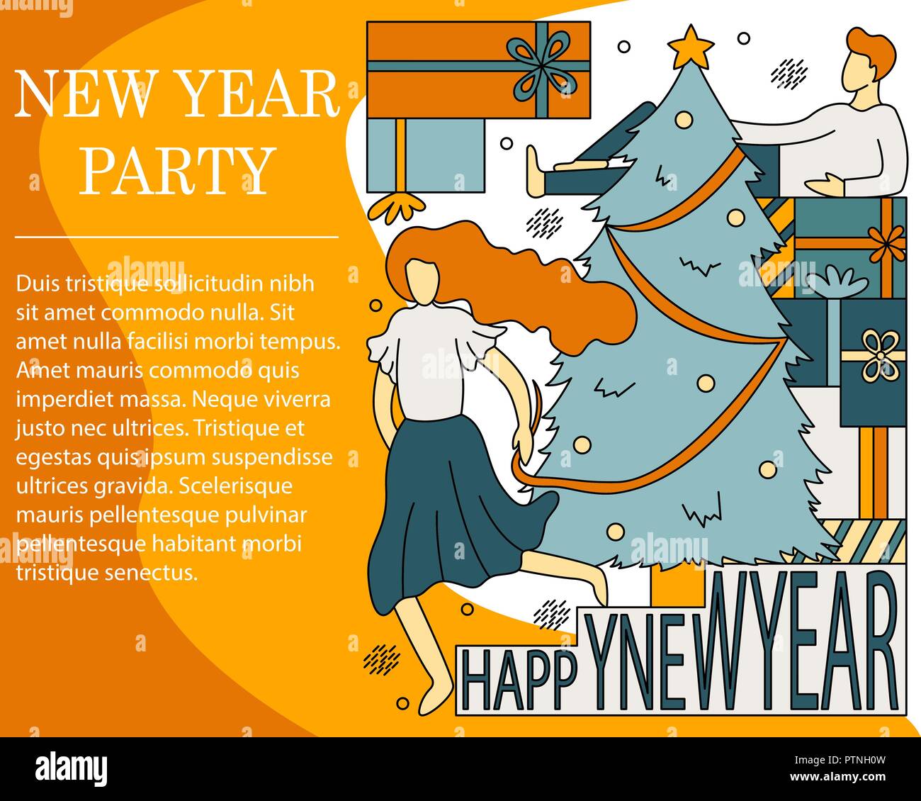 Vector Illustration Concept Of New Year Party Creative Flat