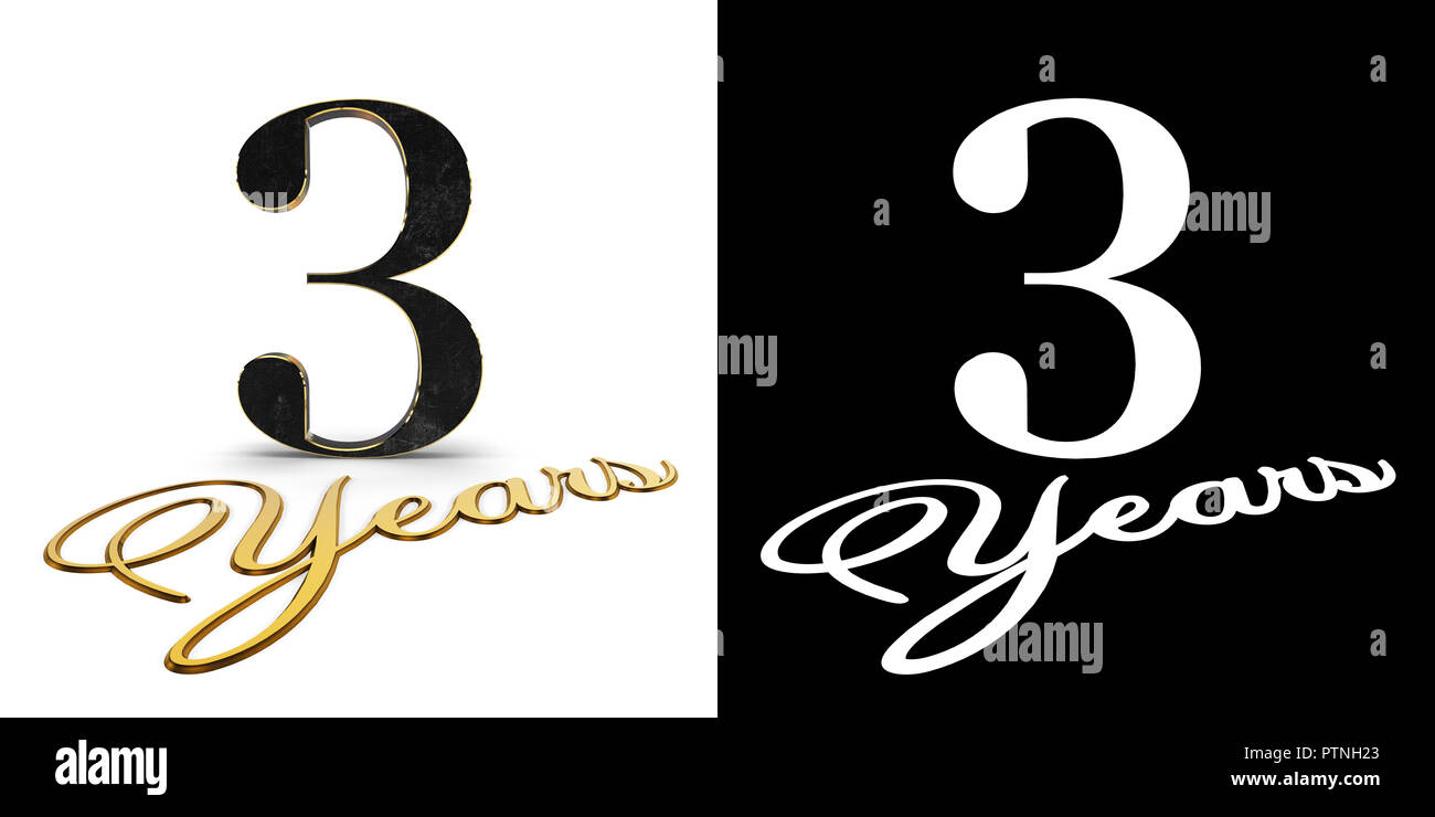 Golden Number Three Number 3 And The Inscription Years With Drop Golden Number Three Number 3 And The Inscription Years With Drop