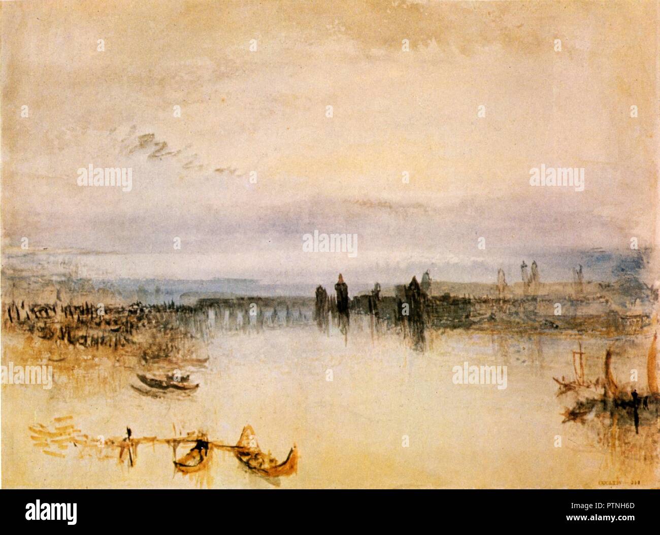 Sketch of the city of Konstanz, 1842. Date/Period: 1842. Watercolor painting. Painting. Author: J. M. W. Turner. TURNER, JOSEPH MALLORD WILLIAM. Stock Photo