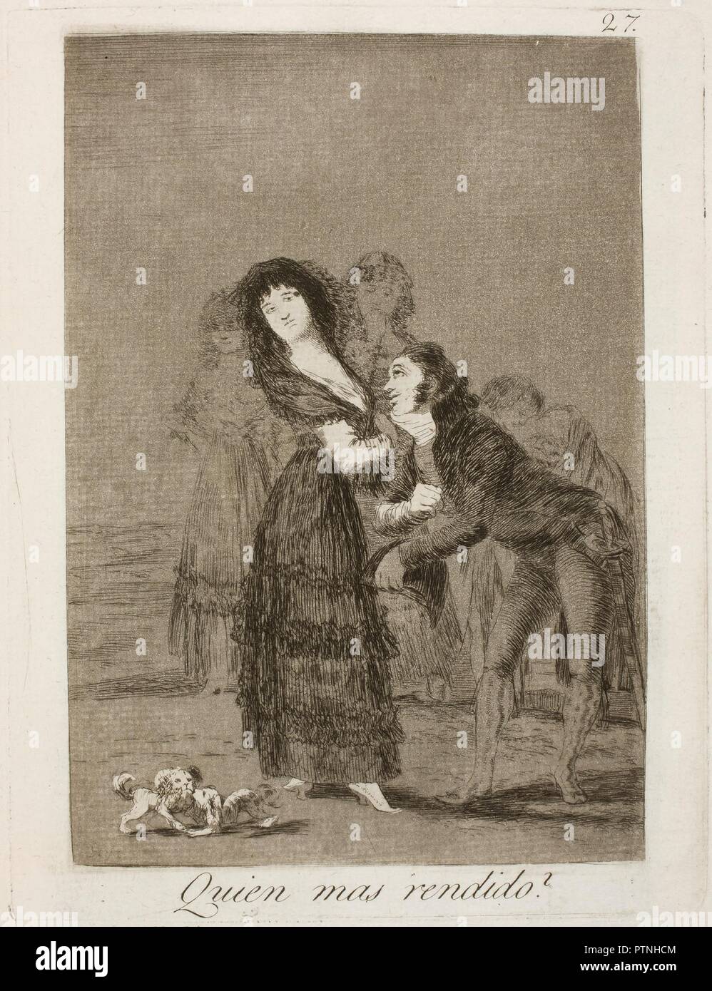 Francisco de Goya y Lucientes / 'Who could be more admiring?'. 1797 - 1799. Etching, Aquatint, Drypoint on ivory laid paper. Museum: Museo del Prado, Madrid, España. Stock Photo