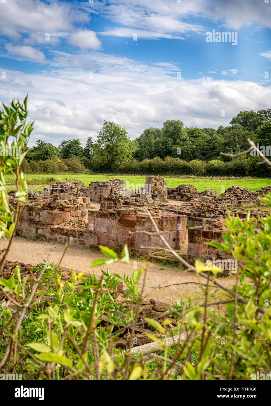 Views of 12th century Bordesley Abbey ruins in Redditch, Worcestershire