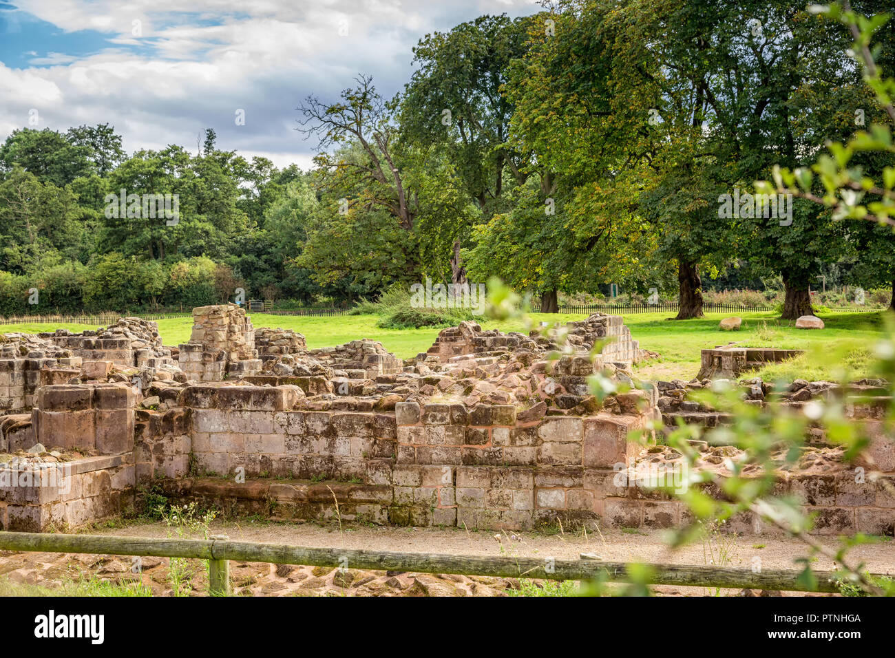 Views of 12th century Bordesley Abbey ruins in Redditch, Worcestershire