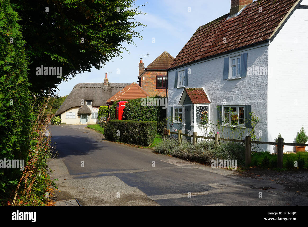 Village street at Dummer, Hampshire Stock Photo