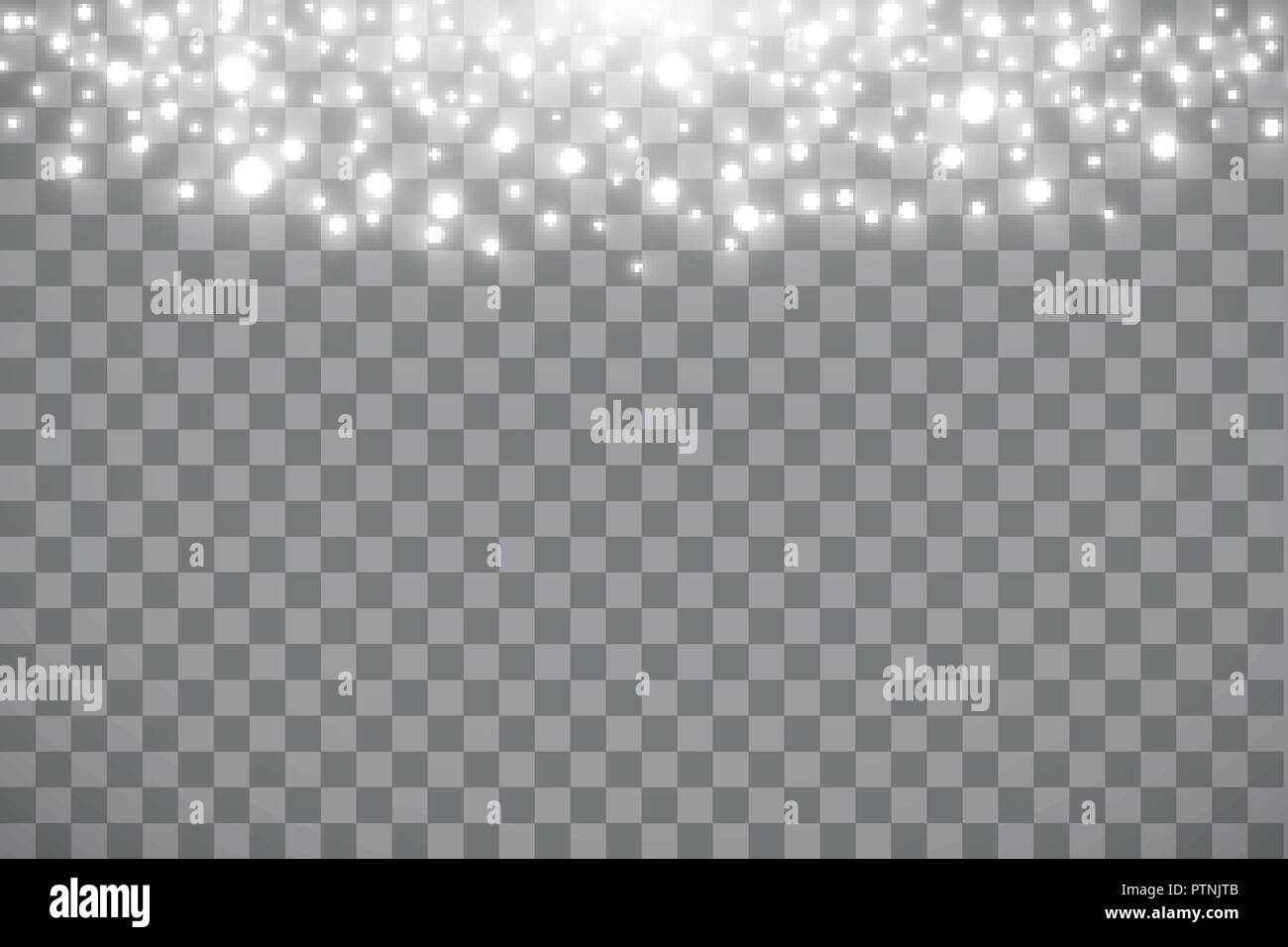 Vector falling snow effect isolated on transparent background with