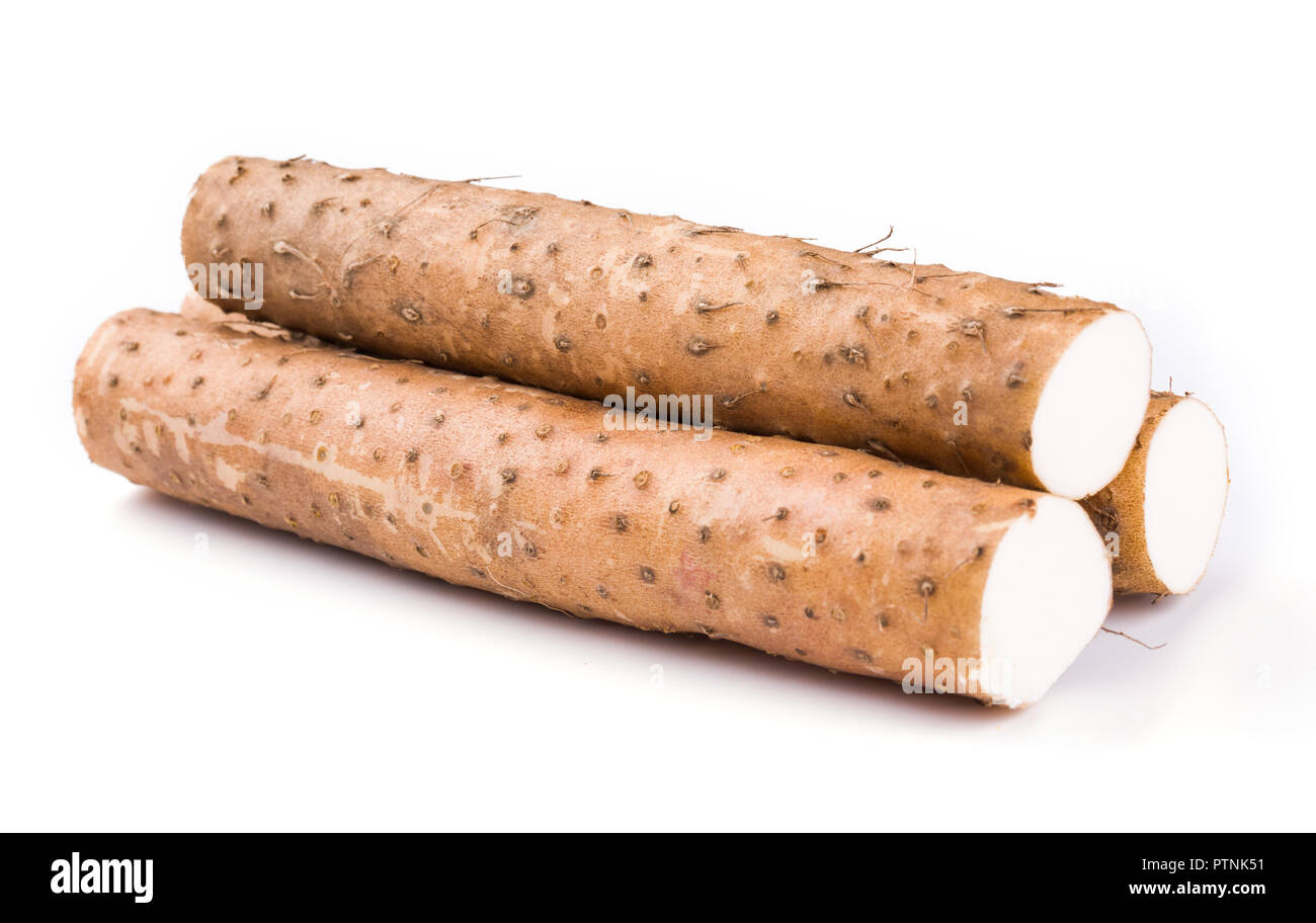Chinese yam on white background Stock Photo Alamy