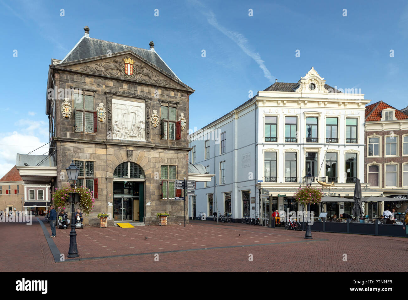 THE NETHERLANDS, GOUDA OCTOBER 10, 2018 Facade of the famous cheese weighing house Stock