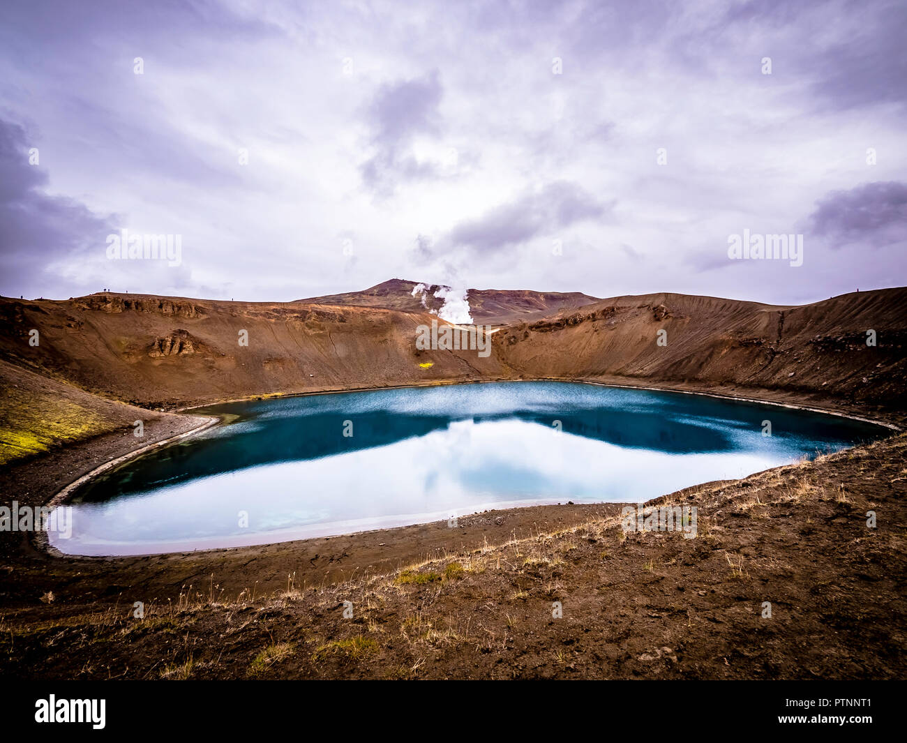 Scenic view of Krafla volcanic crater in Northern Iceland Stock Photo