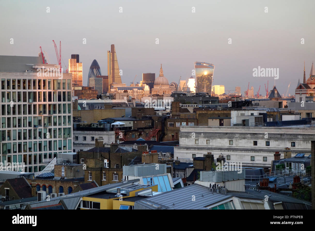 The skyline of London looking from Drury Lane towards St Paul's Stock Photo