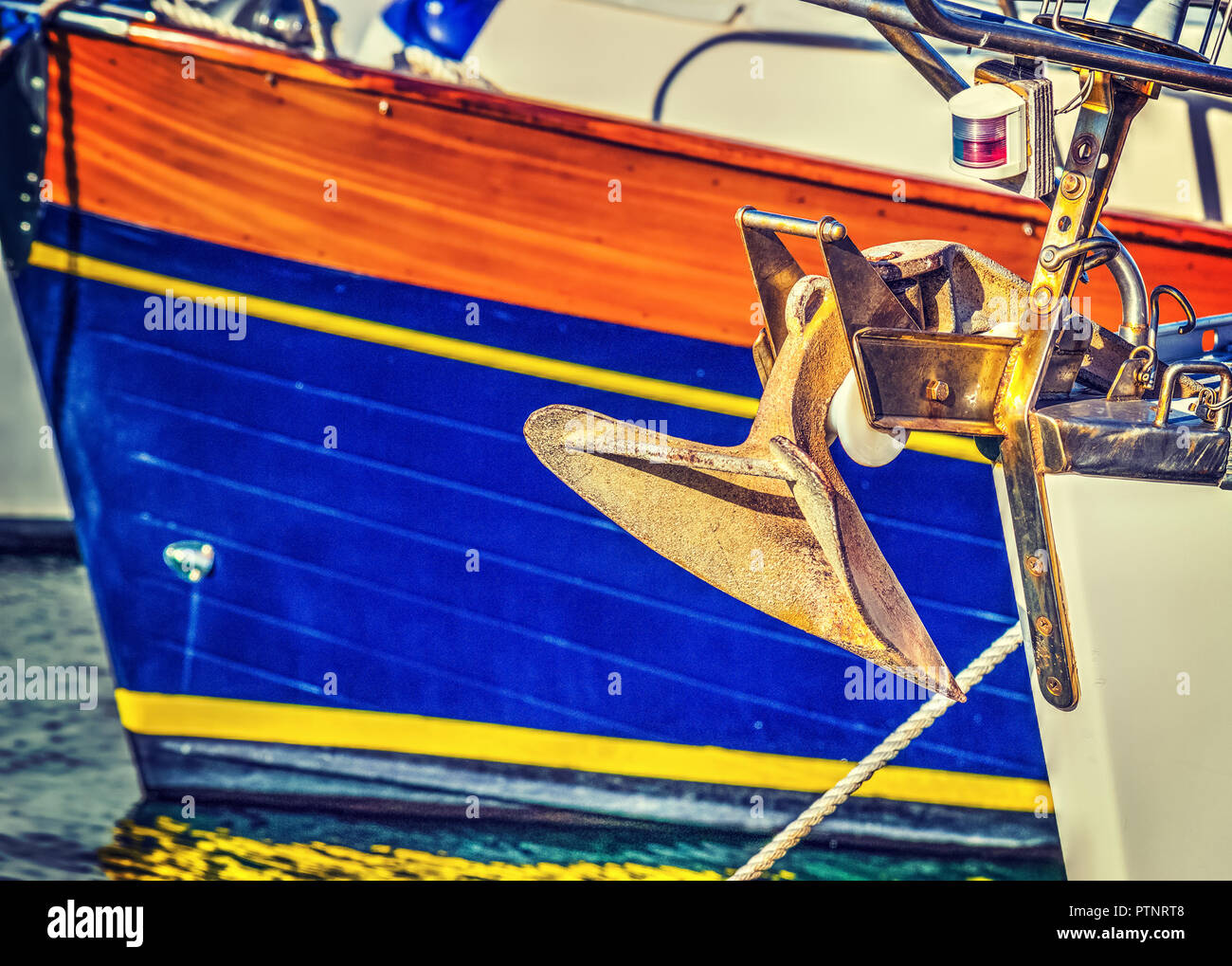Close up of a boat rusty anchor Stock Photo Alamy