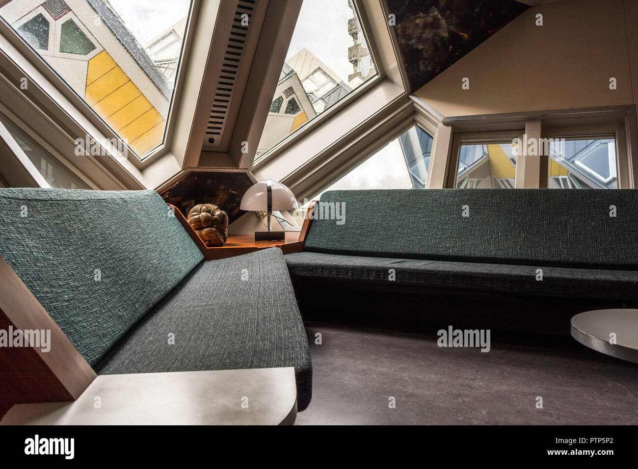 Rotterdam, Netherlands - May 22, 2018: Living room in The Kijk-Kubus (Show-Cube) - a furnished museum house, designed and constructed for the visitors Stock Photo