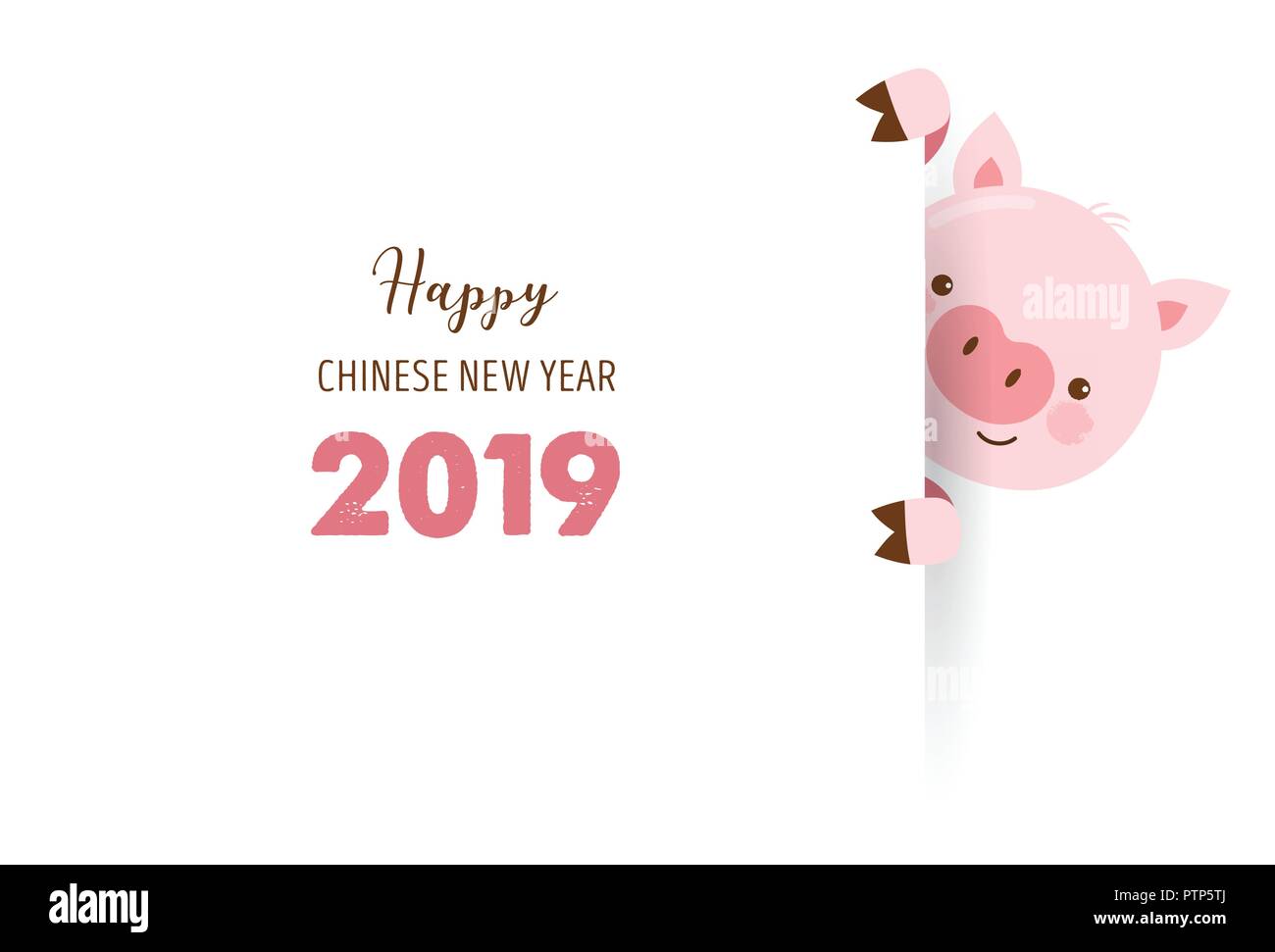 Happy Chinese New Year 2019 The Year Of Pig Vector Banner