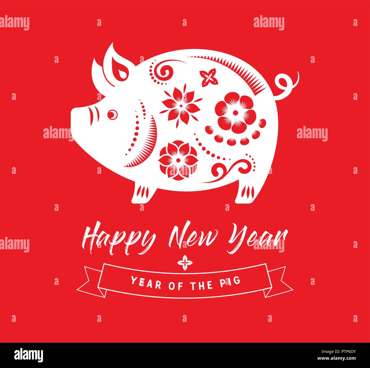 Happy Chinese New Year 2019 The Year Of Pig Vector Banner