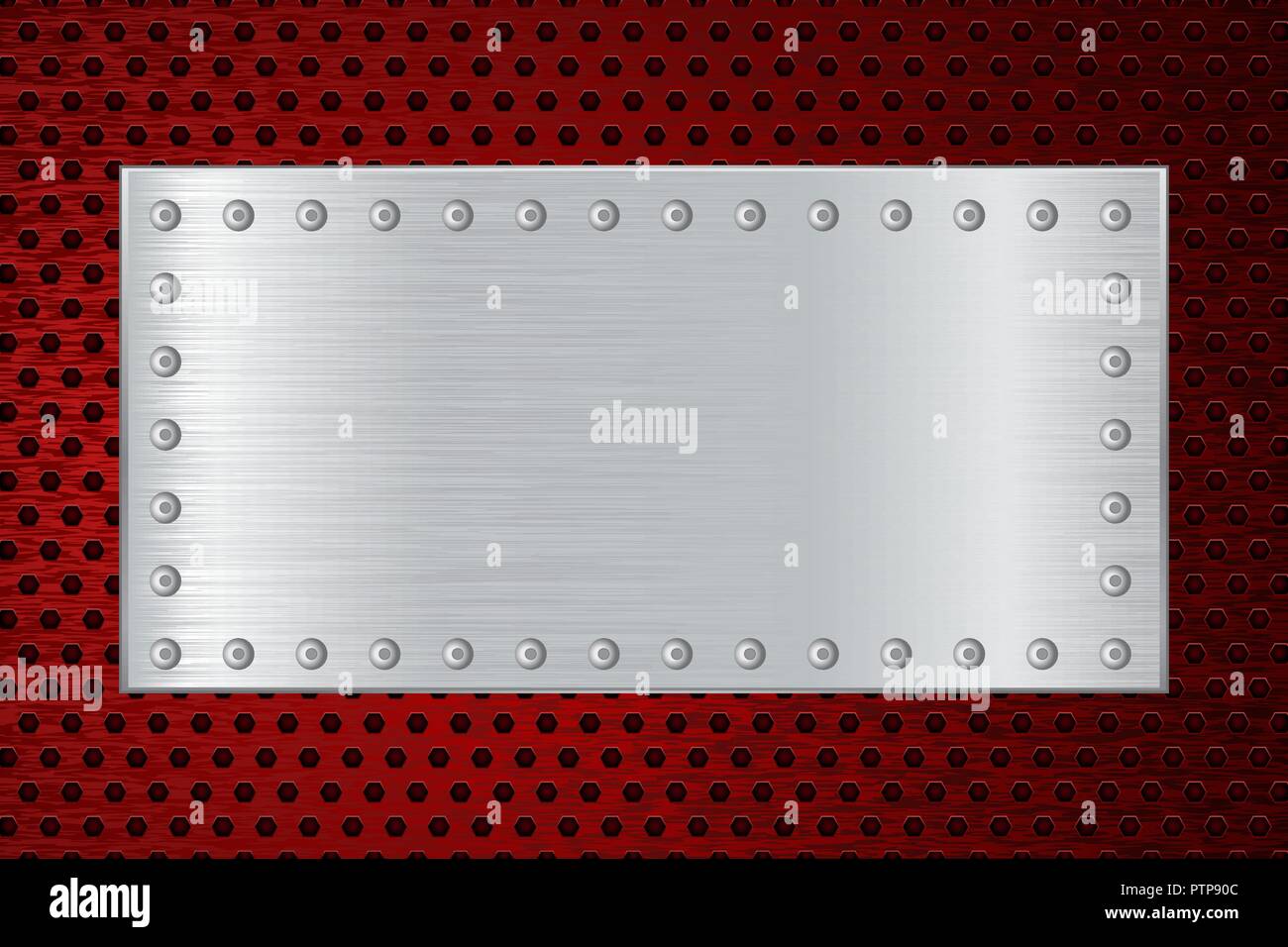 Red perforated background with brushed plate Stock Vector Image & Art ...