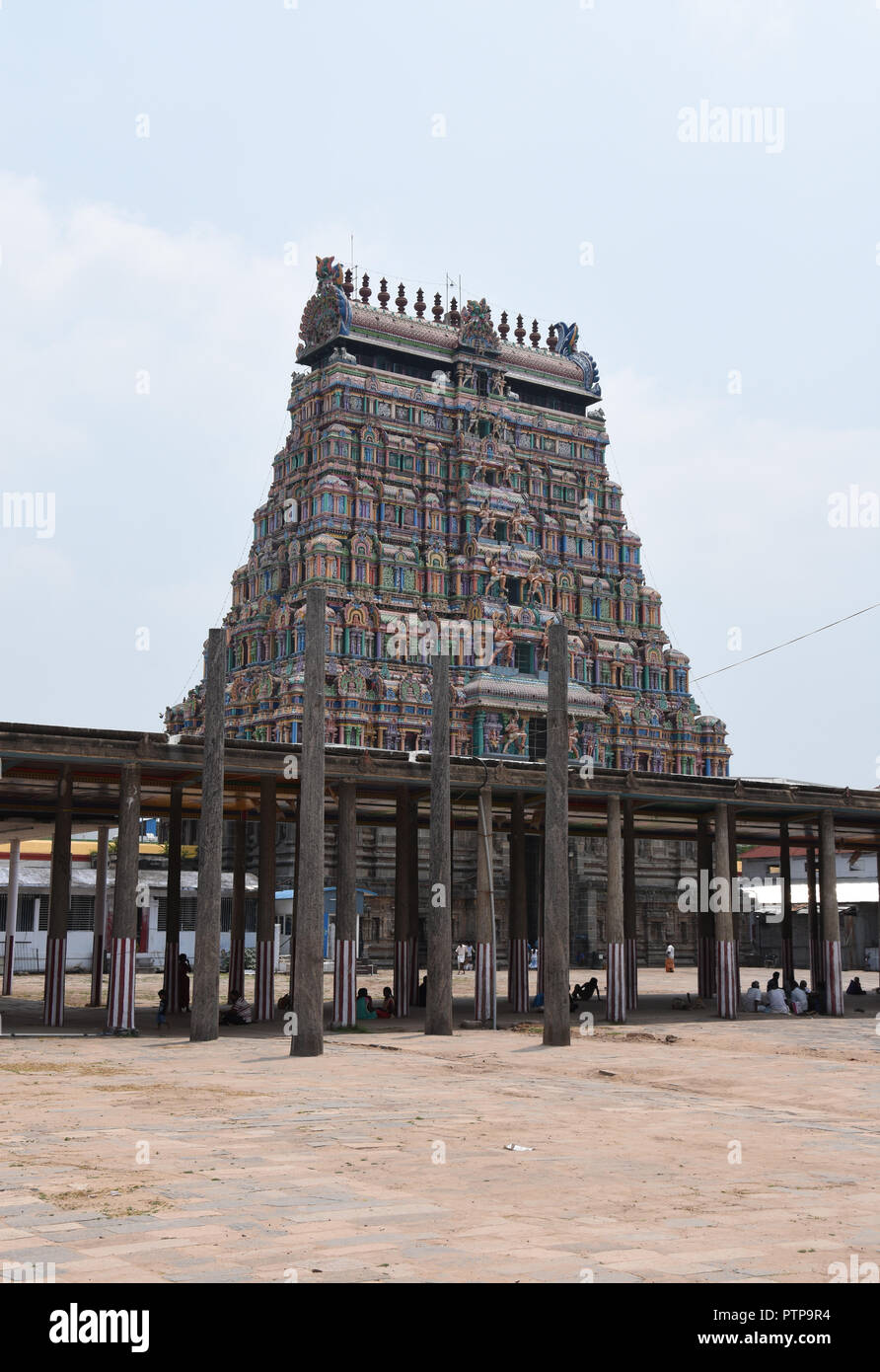 Beautiful Chidambaram Temple Architecture at Tamilnadu, South India. Stock Photo