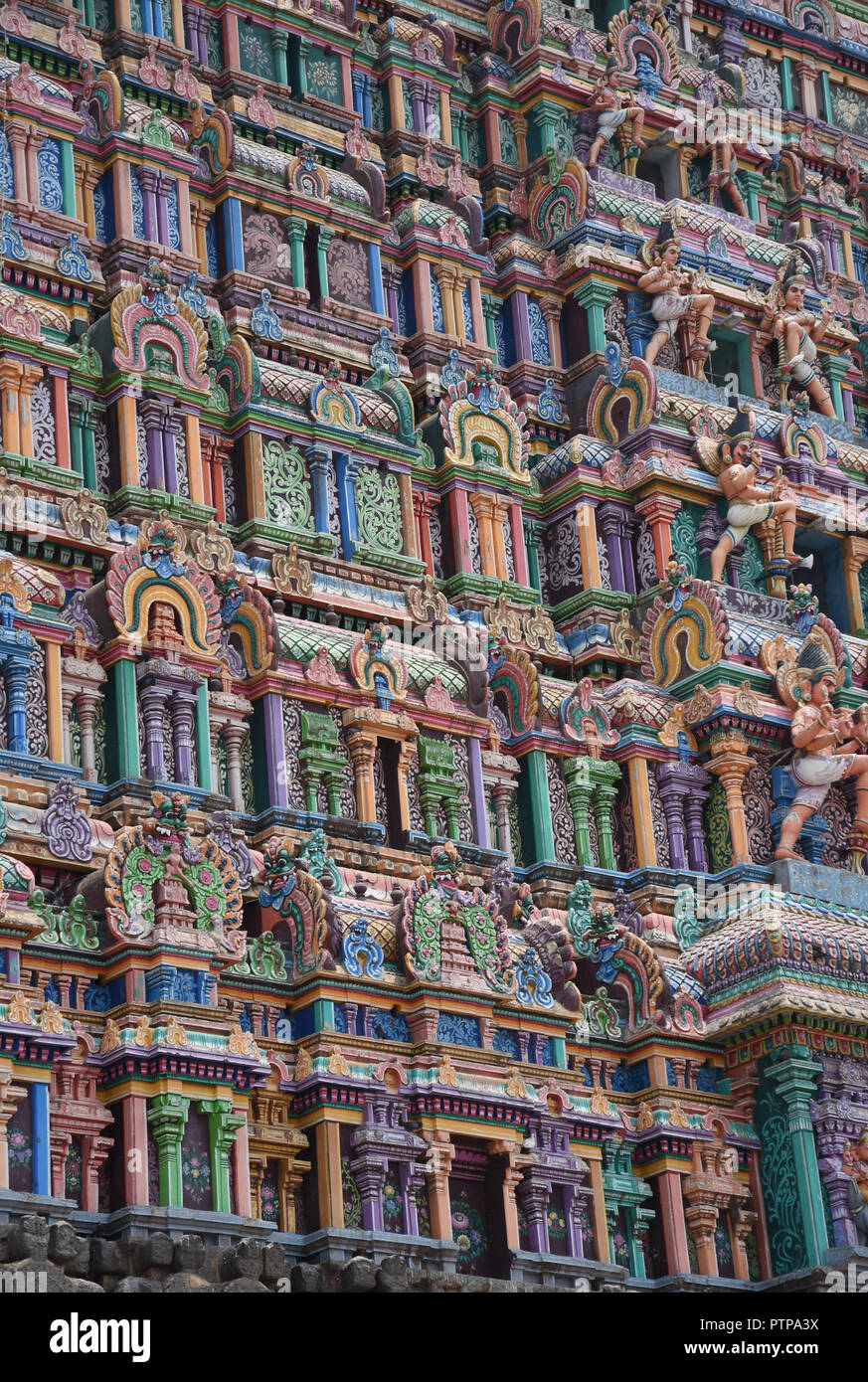 Beautiful Chidambaram Temple Architecture at Tamilnadu, South India. Stock Photo