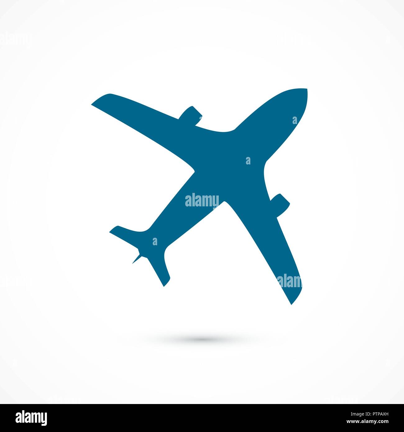 Blue flying airplane icon. Vector illustration isolated on white background Stock Vector