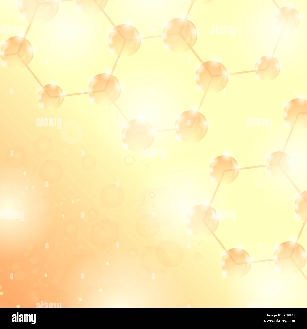 Abstract Molecules Design. Structure Molecule and Communication. Hexagonal Genetic and Chemical Structure Stock Vector