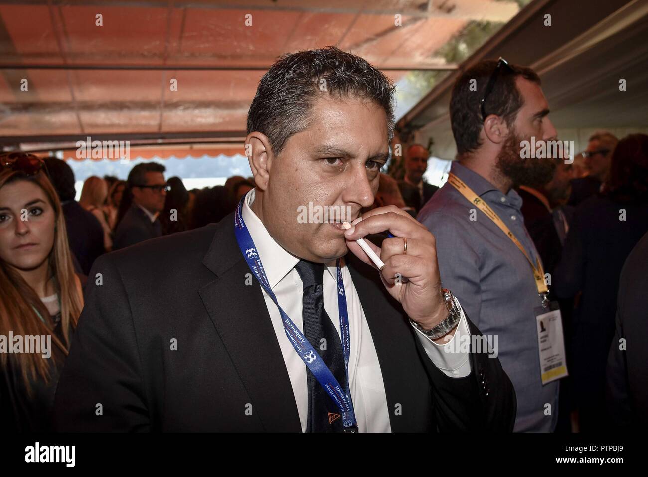 Third day of the Ambrosetti Forum, an annual international economic conference organised by The European House and held at Villa d'Este in Cernobbio, Italy.  Featuring: Giovanni Toti Where: Cernobbio, Province of Como, Italy When: 09 Sep 2018 Credit: IPA/WENN.com  **Only available for publication in UK, USA, Germany, Austria, Switzerland** Stock Photo