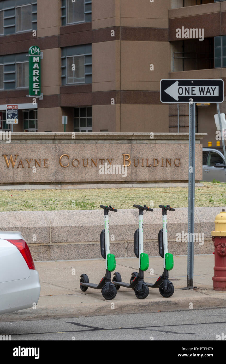 Detroit, Michigan LimeS electric rental scooters Stock Photo Alamy