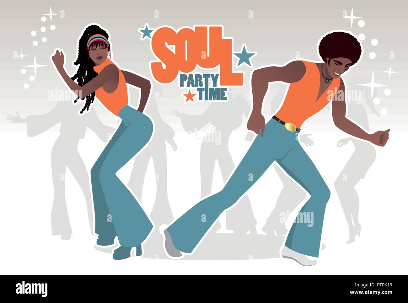 Soul Party Time. Young couple dancing soul, funk or disco. Retro style  Stock Vector Image & Art - Alamy