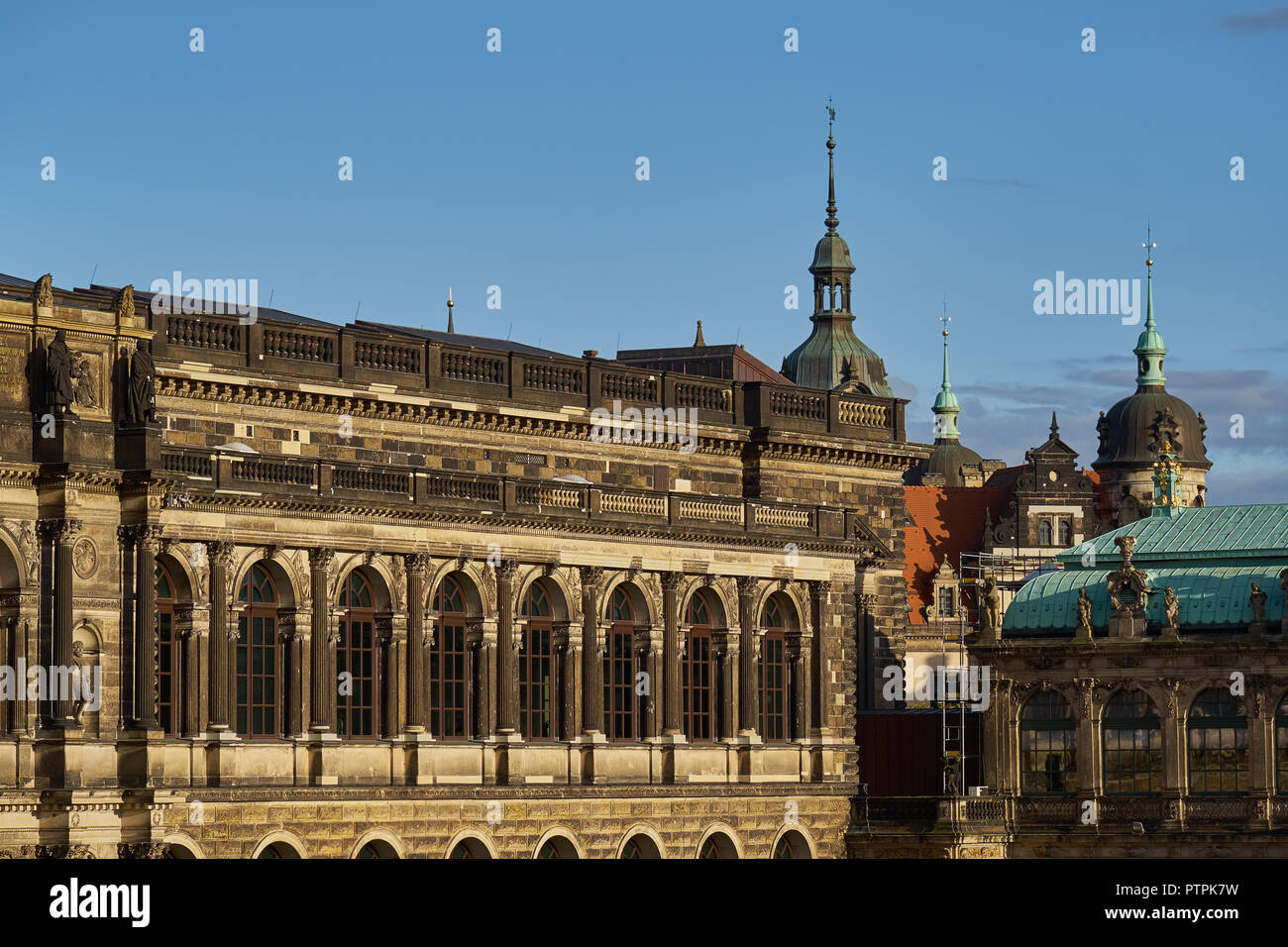 Travel in Germany - elegant baroque Dresden. square Neumarkt with famous Frauenkirche church. Stock Photo